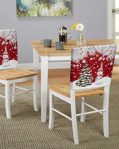 Miniatura 5 de AMZRicher Paquete de 6 fundas de respaldo de silla de Navidad para sillas de comedor, lavables y extraíbles, protector de silla para boda, fiesta,