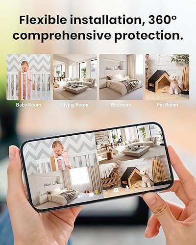 Miniatura 6 de Cámara de seguridad de doble lente para interiores 5G2.4G WiFi, cámara para mascotas 2K+2K con inclinación panorámica para el hogar, monitor de