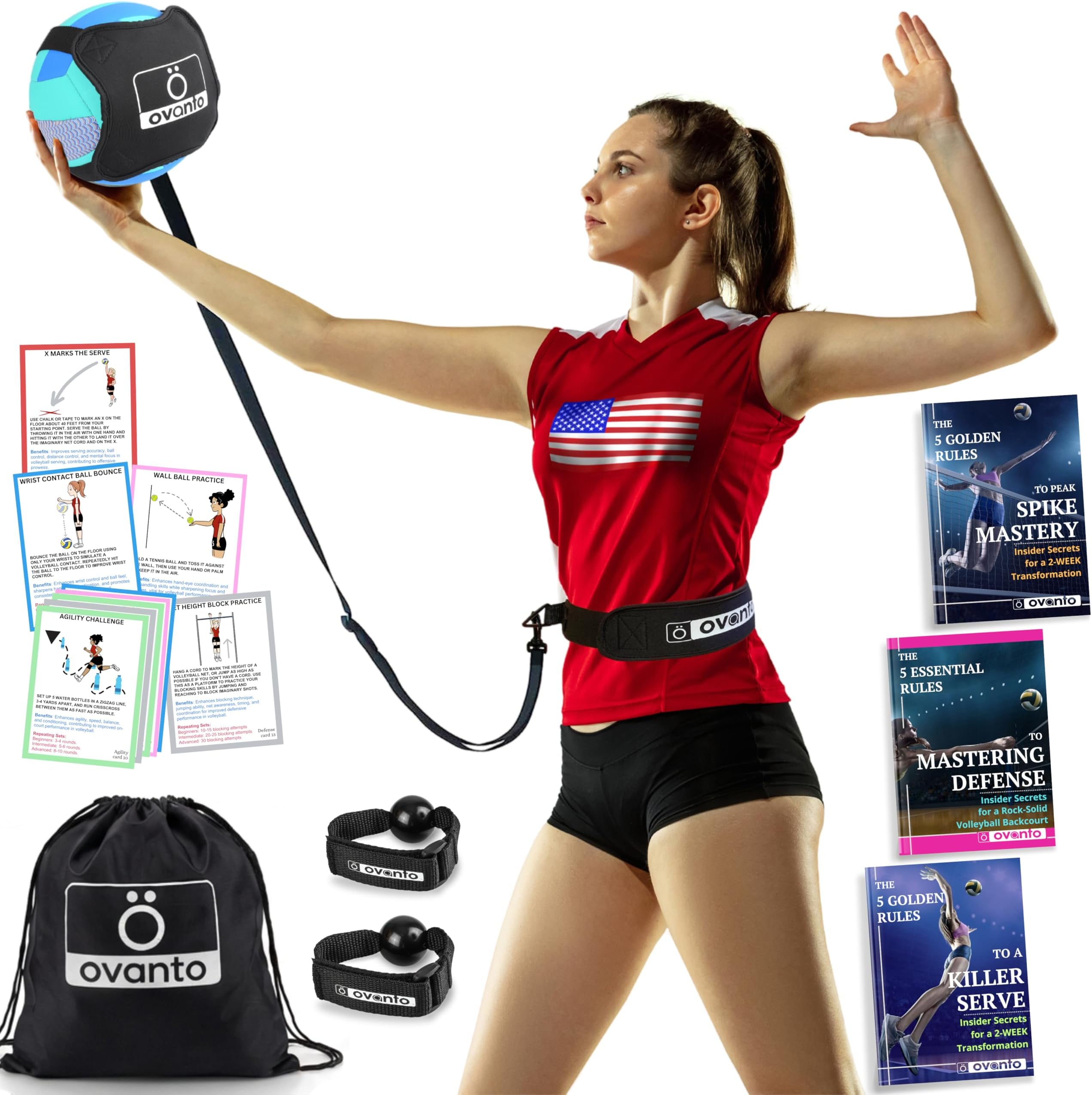 Volleyball Training Equipment Aid – Solo Volleyball Equipment in 4 Styles to Serve, Spike, Set and Pass Like a Pro - Adjustable Volleyball Practice Equipment Gift for Beginners & Experts