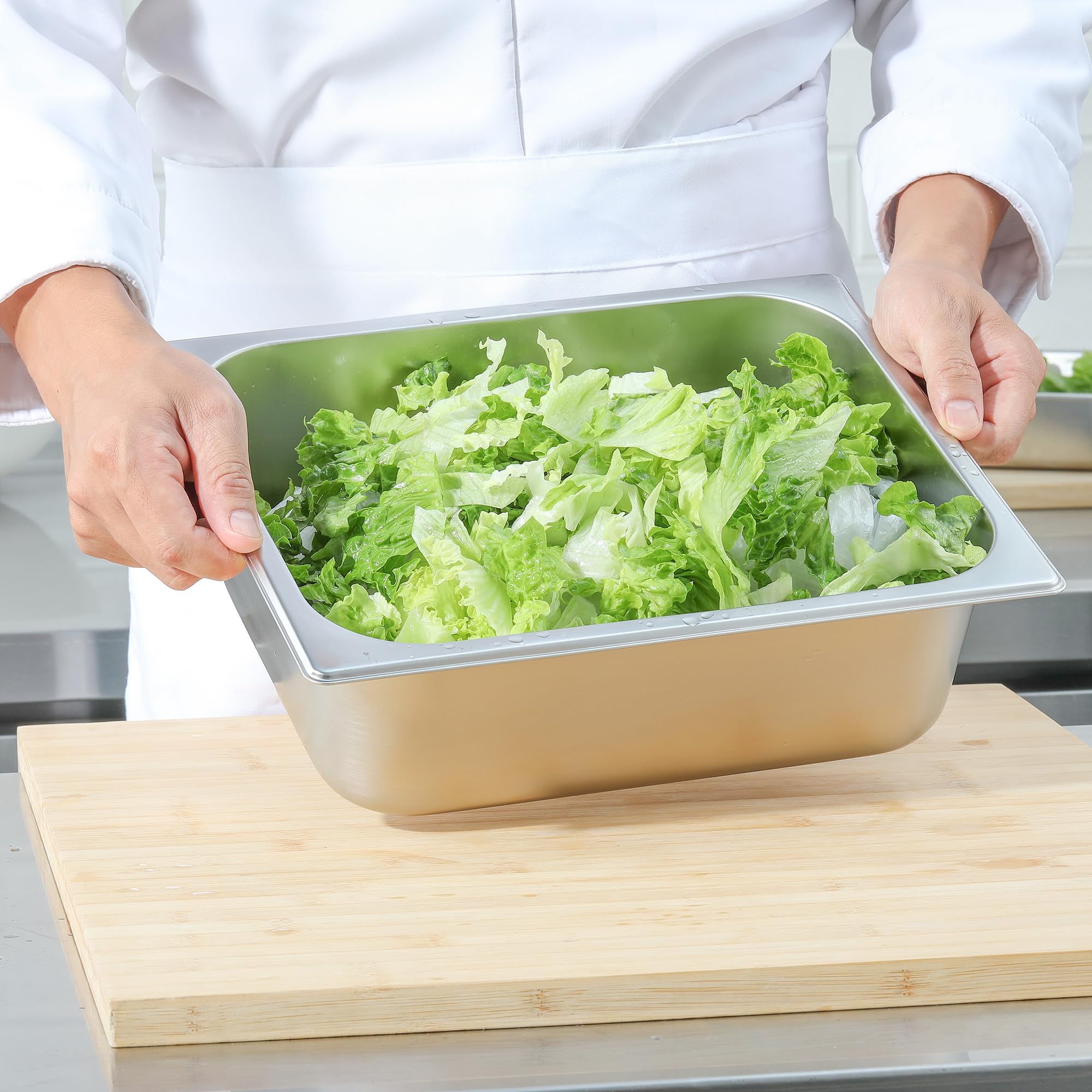 4-Pack Stainless Steel Half-Size Steam Table Pans (4" Deep) - For Buffets, Catering, & Restaurant Food Prep