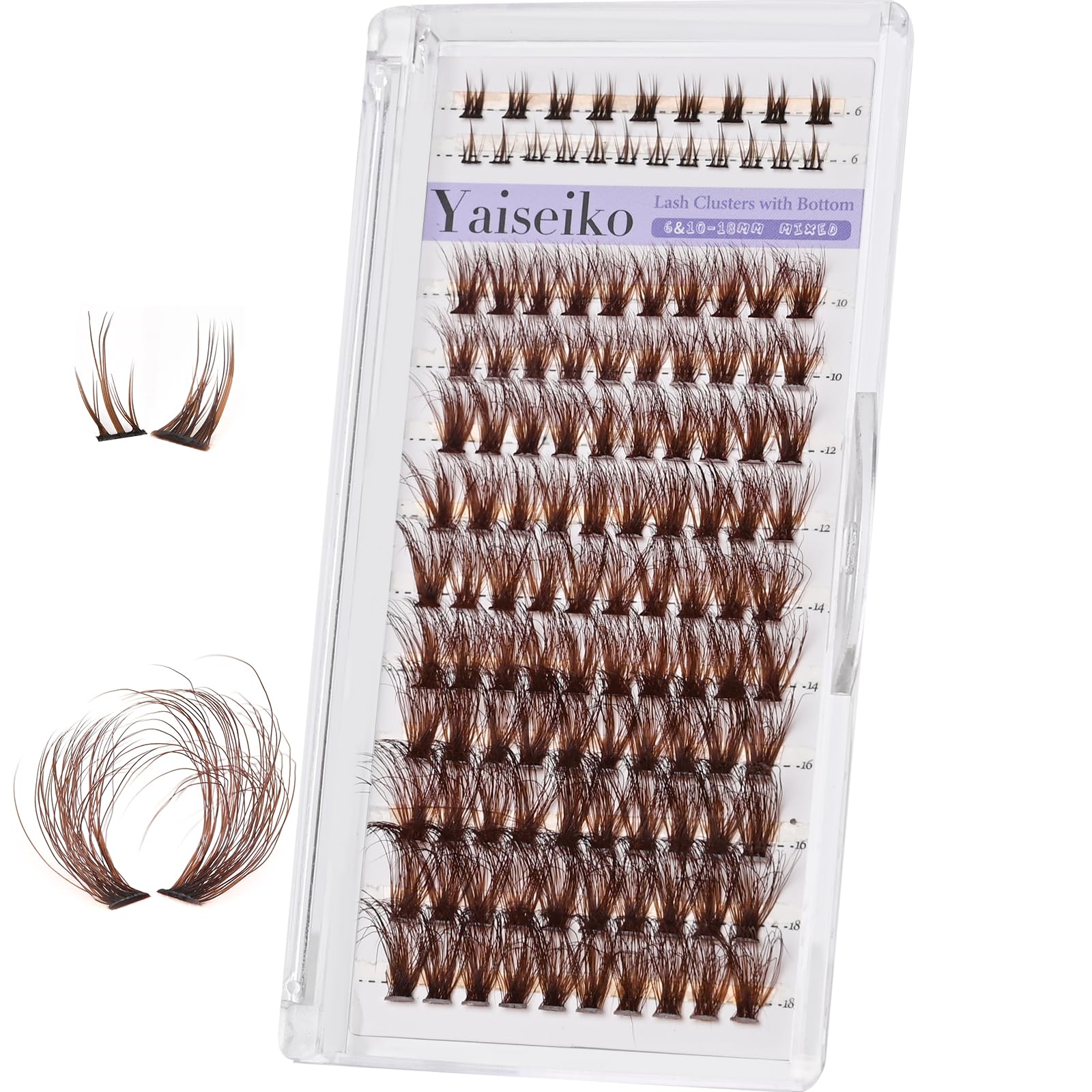 Wispy Brown Lash Clusters with Bottom Lashes Cluster Eyelash Extensions 10-18mm D Curl Individual Lashes with Bottom Lashes Clusters 121pcs Lash