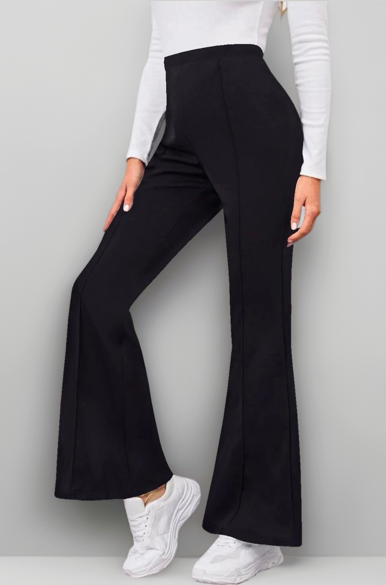 Dream Beauty Fashion Women's Bell Bottom High Waist Trouser, Elastic Flared Bootcut Pants, Stretchy Parallel Leg for Casual Office Work wear (BZF-Dhoni 4)