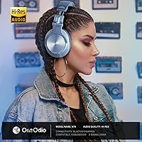 Vista 2 de OneOdio Auriculares Bluetooth A70 sobre la oreja, auriculares inalámbricos con tiempo de reproducción de 72 horas, alta resolución, conector