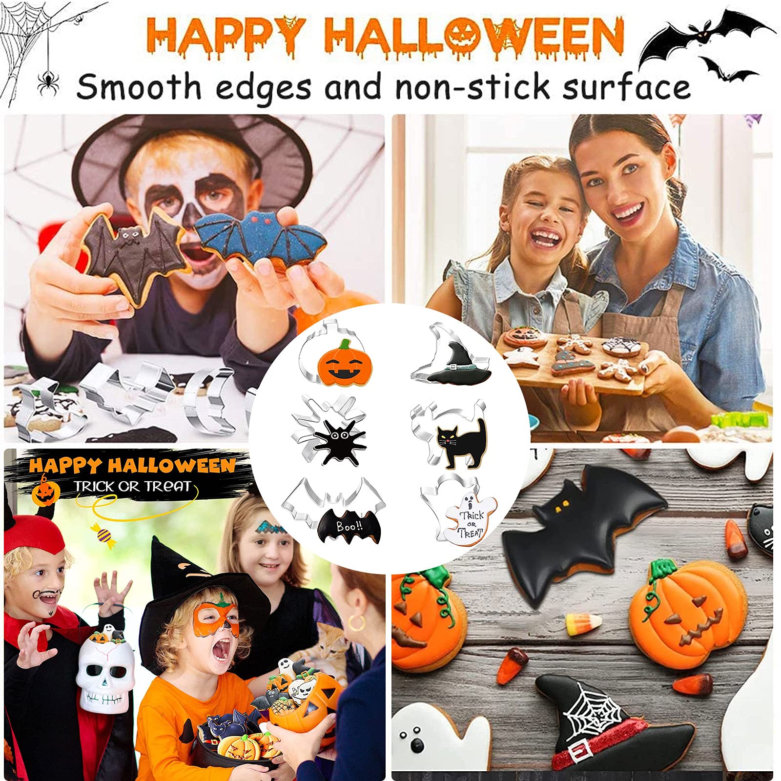 PHIEZC Formine Biscotti Halloween Set,6 PCS Tagliabiscotti In Acciaio Inox,Stampi Per Biscotti,Diy Decorazioni Dolci Biscotti,Per Biscotti Frutta Torta Festa