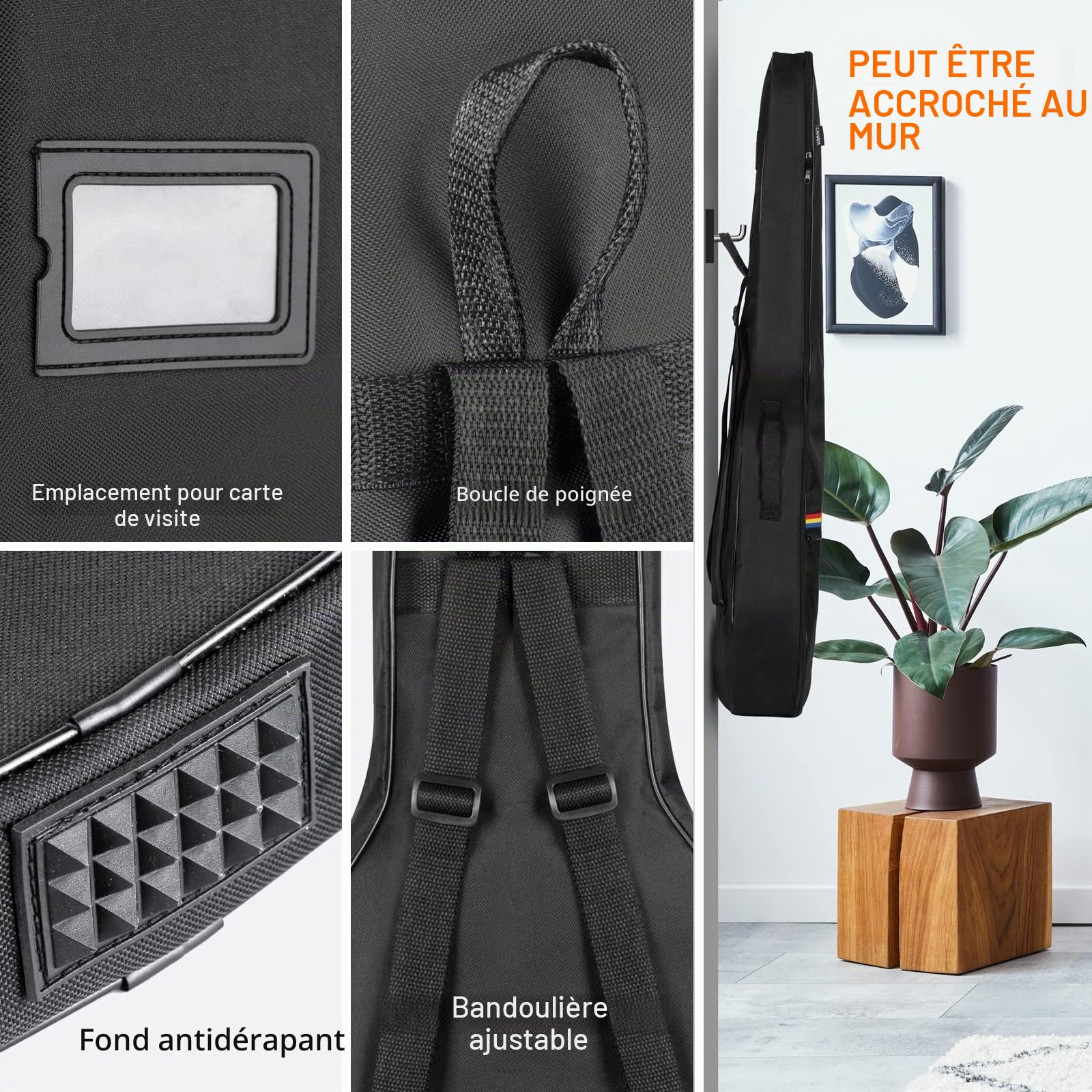 CAHAYA Housse de Guitare Acoustique - Sac à Dos rembourré imperméable - Sac à Dos épais pour Guitares de 39 à 40 à 41 Pouces