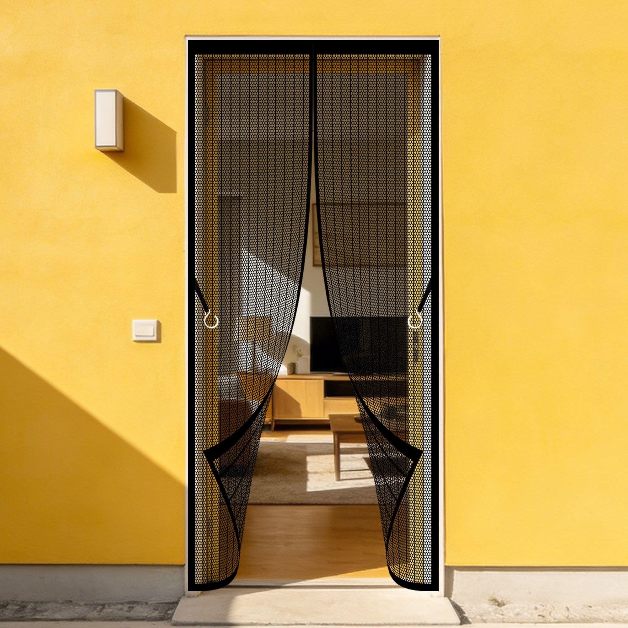Moustiquaire magnétique pour porte rideau anti-insectes noir 99 x 254 cm