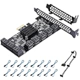 BEYIMEI Card 16 Ports, 6 Gbit/s SATA 3.0 PCIe Card, PCIe to SATA Controller Expansion, Boot as System Hard Drive, Suitable for All PCIE Slots (JMB575 + ASM1064)