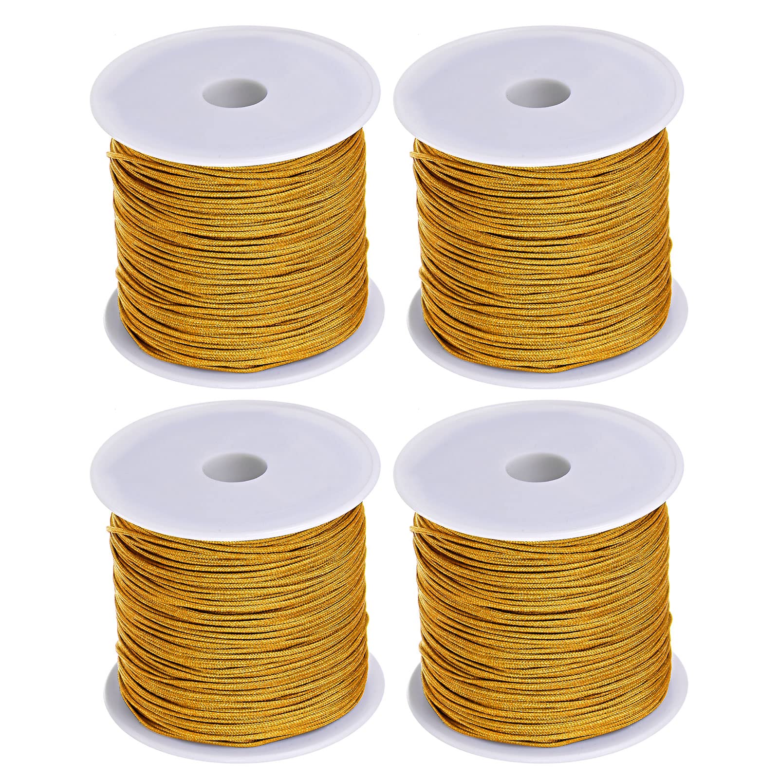 sourcing map 4 Rolls Nylon Beading Thread Knotting Cord 0.8mm 50 Yards Braided Nylon Crafting Satin String for Bracelet Necklace Kumihimo, Light Brown