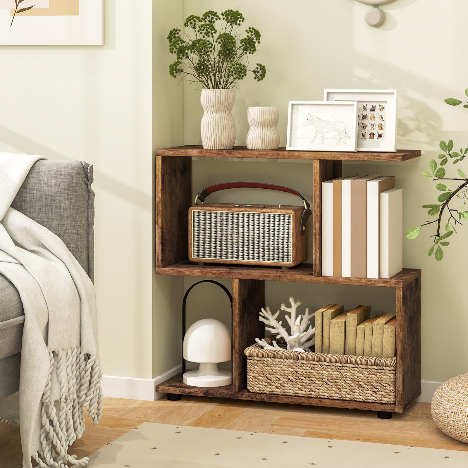 Amazon.com: SILKYDRY 2 Tier Geometric Bookcase, 24