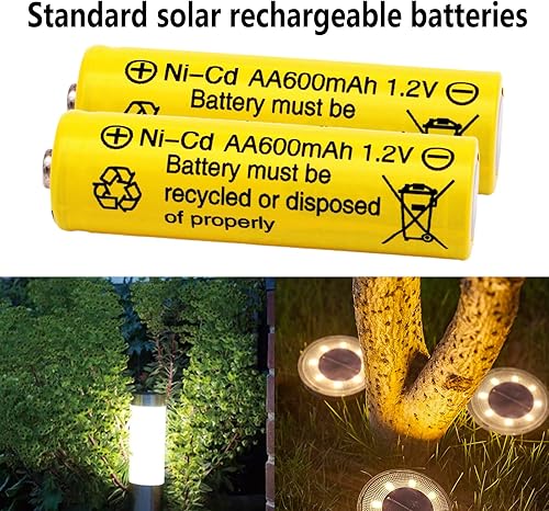 Miniatura 6 de 12 paquetes AA 600mAh NiCd Baterías 1.2V Batería Recargable para Jardín Paisajismo Luces Solares