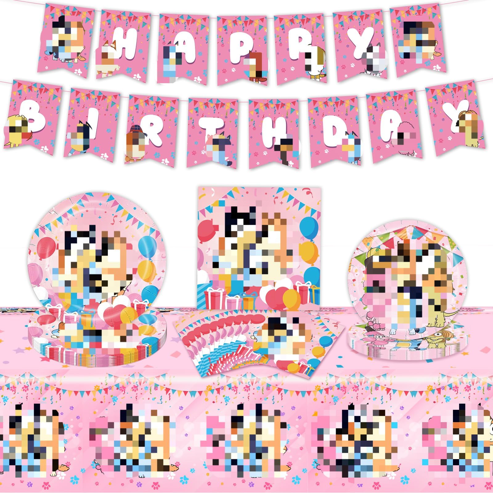 Kids Birthday Party Decorations for Boys Girls, 42PCS Amazing Party Supplies Set, Cartoon HAPPY BIRTHDAY Banner Tableware Colorful Themed Birthday Balloons Birthday Party Decorations