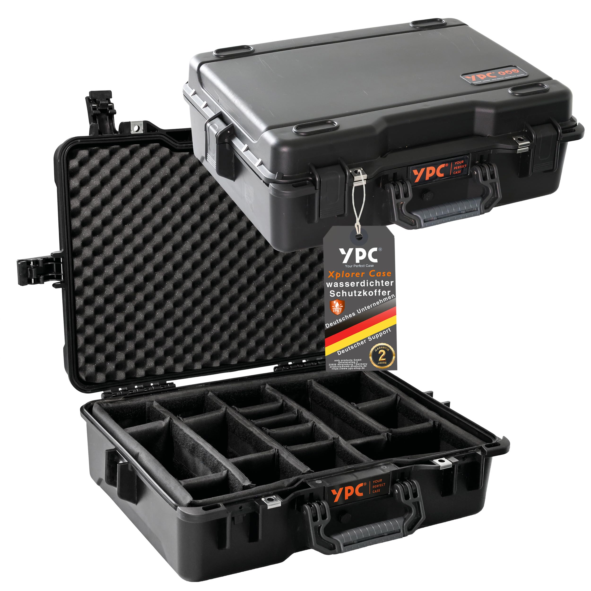 YPC Xplorer Case XL – 53cm x 40cm x 18cm Outdoor Case, Fotokoffer gepolstert wasserdicht, Kamera Koffer Hardcase, Transportkoffer für Drohne, stapelbar