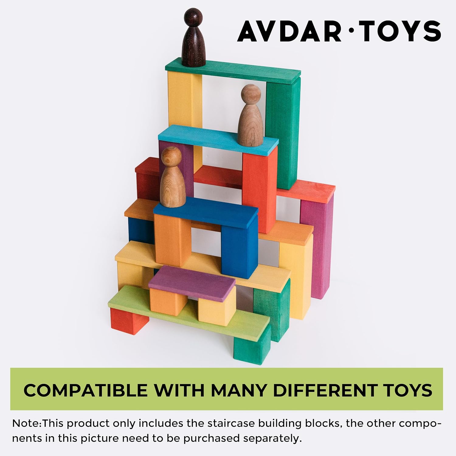 Wooden Rainbow Stacking Toy,11Pcs Rainbow Stacker Building Blocks, Montessori Educational Toys for Boys Girls Gifts,Multi-Layer Board Steps