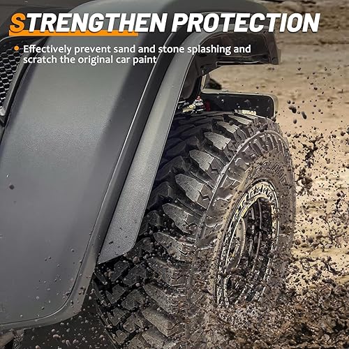 Miniatura 33 de Protector de extensión de guardabarros delantero y trasero para Jeep Gladiator Sport y Willys 4 piezas