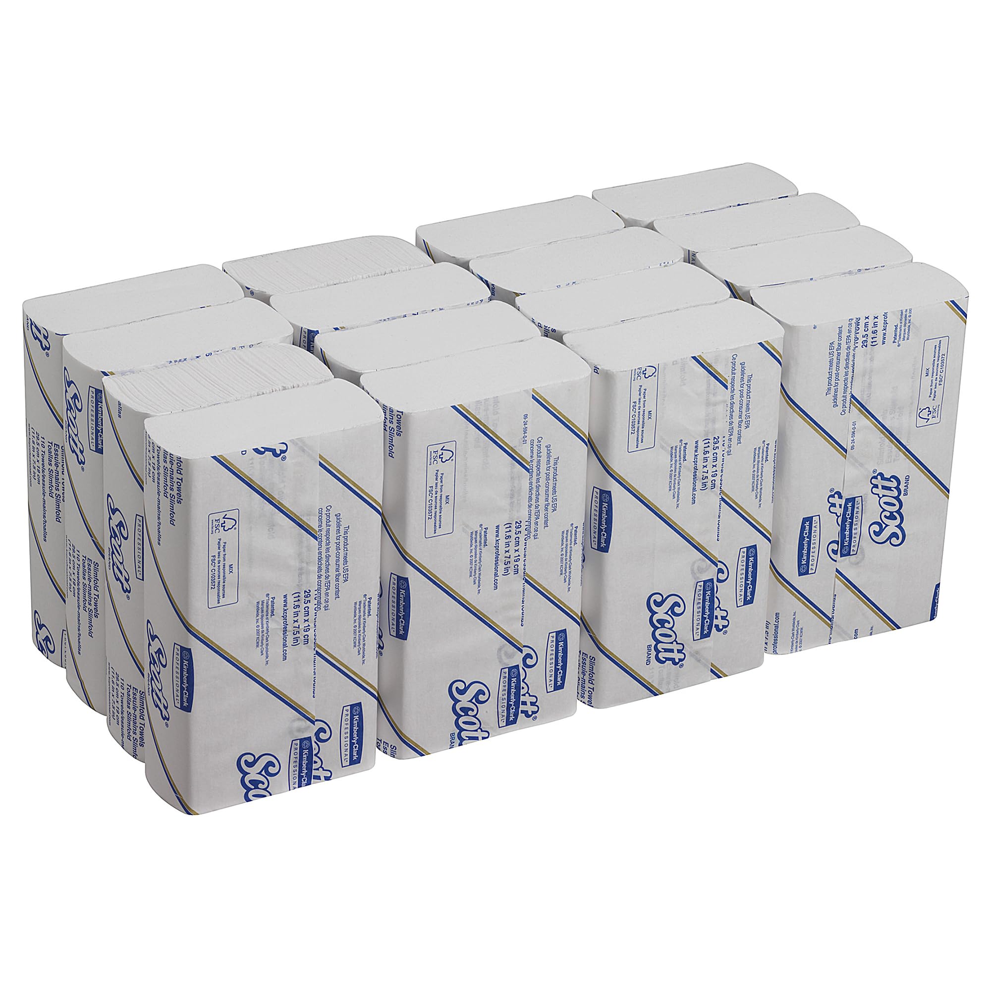 Scott Slimfold Asciugamani Intercalati 5856 1 Velo, Compatti, Assorbenti e Resistenti, Tecnologia Airflex, Compatibili con Dispenser Aquarius U7024, 16 Confezioni x 110 Fogli (1.760 Totali)