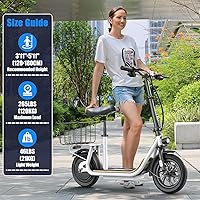 Vista 101 de Caroma Electric Scooter with Seat, Max 30 Miles Range&20MPH Speed, Peak 800/1200W Motor, Foldable Electric Scooter for Adults and Teens, Commuter E