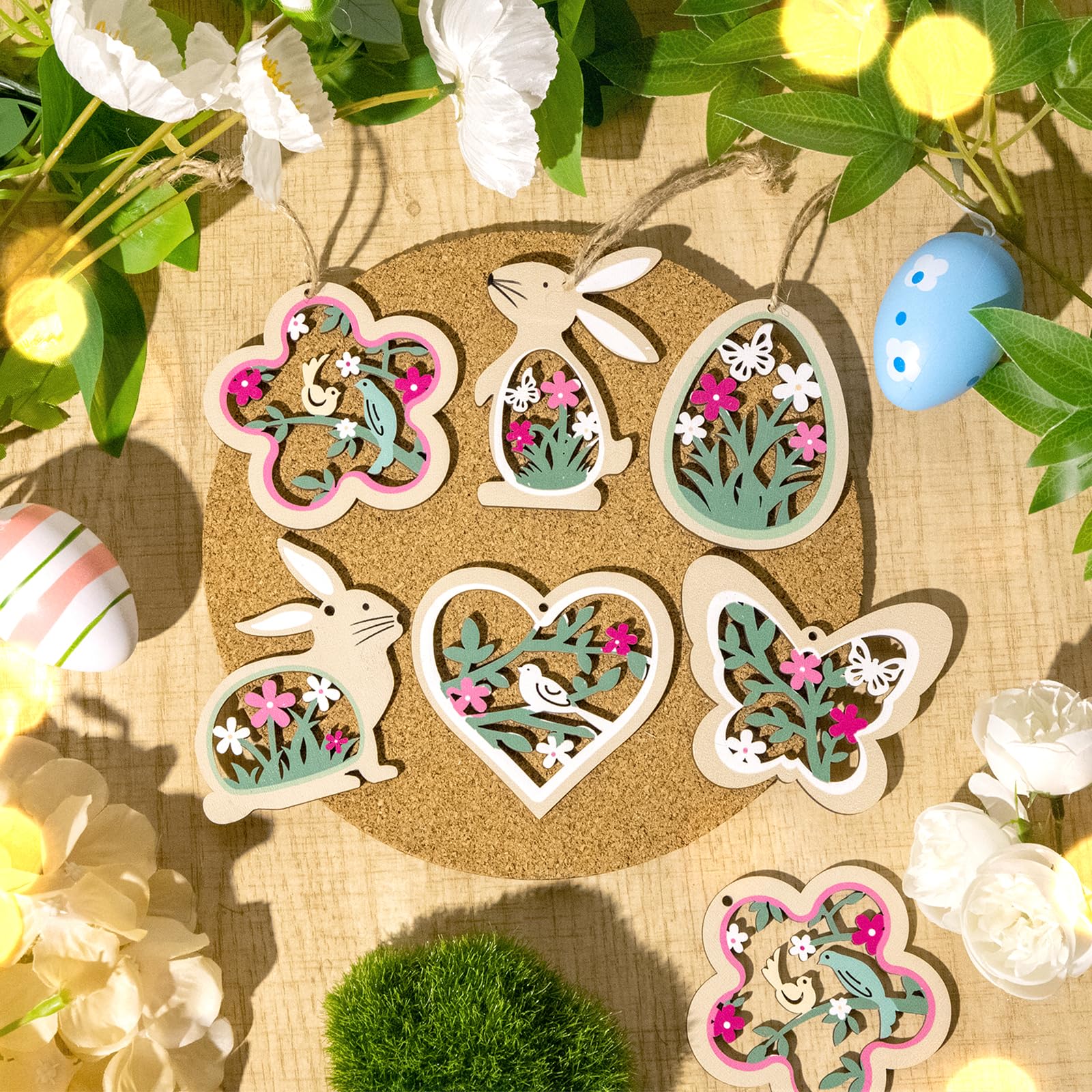 Decoraciones vintage de Pascua, 24 piezas de adornos de madera de Pascua, etiquetas de conejo, recortes de madera, decoración colgante de huevo de Pascua suministros de fiesta de Pascua para niños Decoraciones vintage de Pascua, 24 piezas de adornos de madera de Pascua, etiquetas de conejo, recortes de madera, decoración colgante de huevo de Pascua suministros de fiesta de Pascua para niños