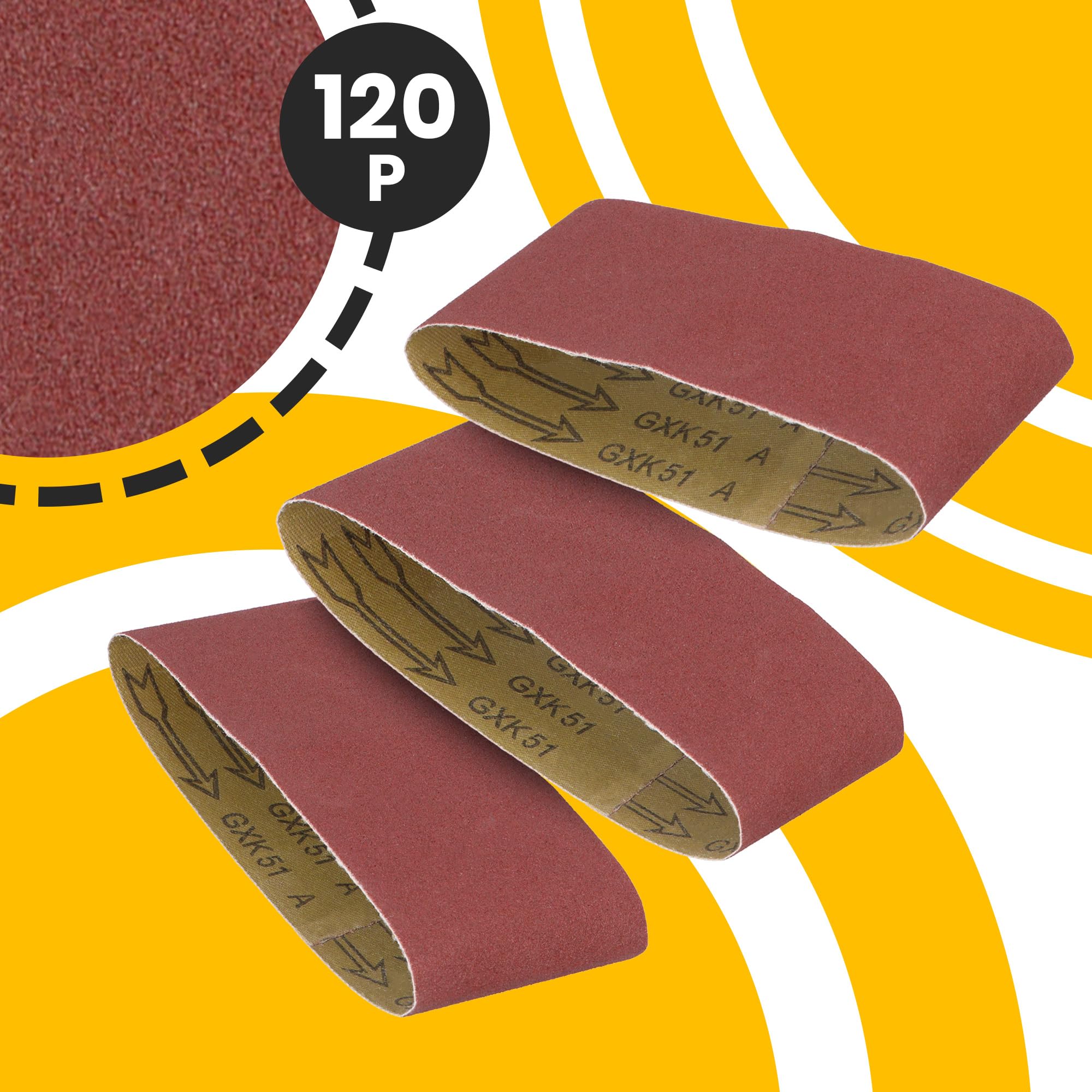 50x Bande Abrasive 75x457 mm P120 Ponceuse Machine Ruban Tissu Ponçage Affûtage Ébavurage Dérouillage Bois Métal Plastique Résistant Longue Durée Bonne Adhérence