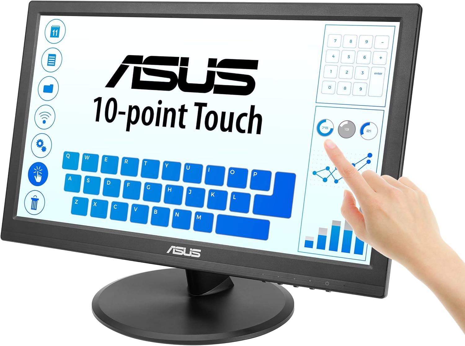 ASUS VT168HR 15.6" Full HD 1366X768 HDMI Back-lit LED Monitor, Black 15.6" 10-Point Touch Screen(used)