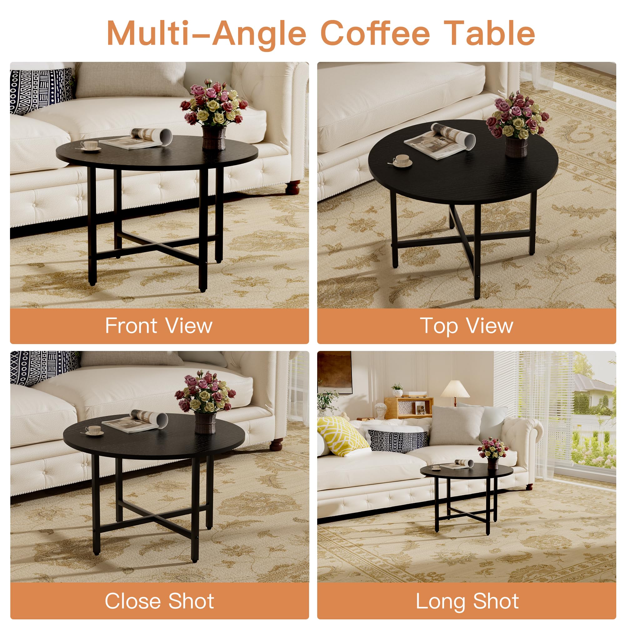 Best Amazon Round Coffee Table Picks for 2026 2 FAMIDGE Coffee Table, 23.6' Coffee Tables for Living Room, Round Coffee Table wi — product photo