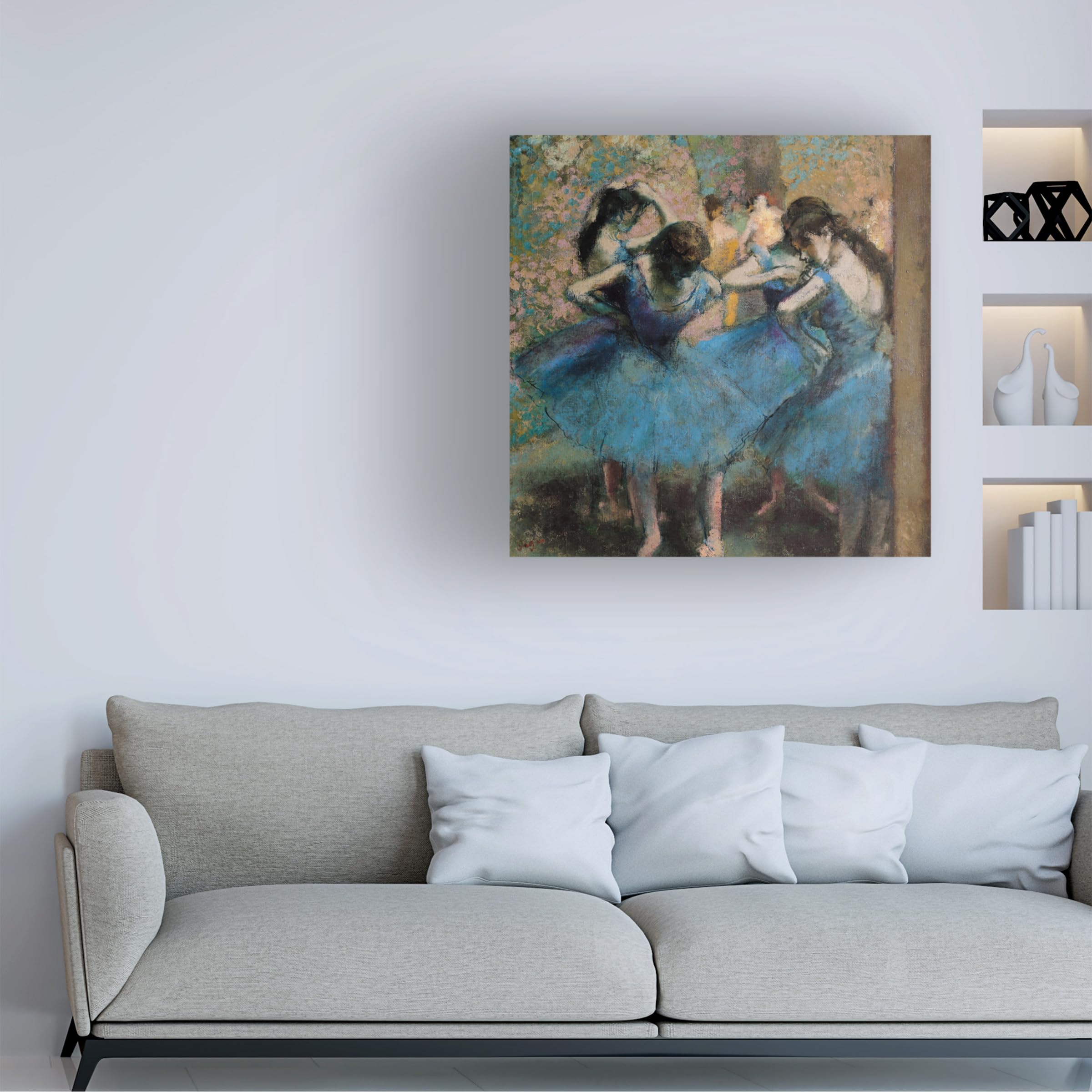 Amazon.com: Wrapped Canvas Wall Art - Edgar Degas 'Dancers in Blue