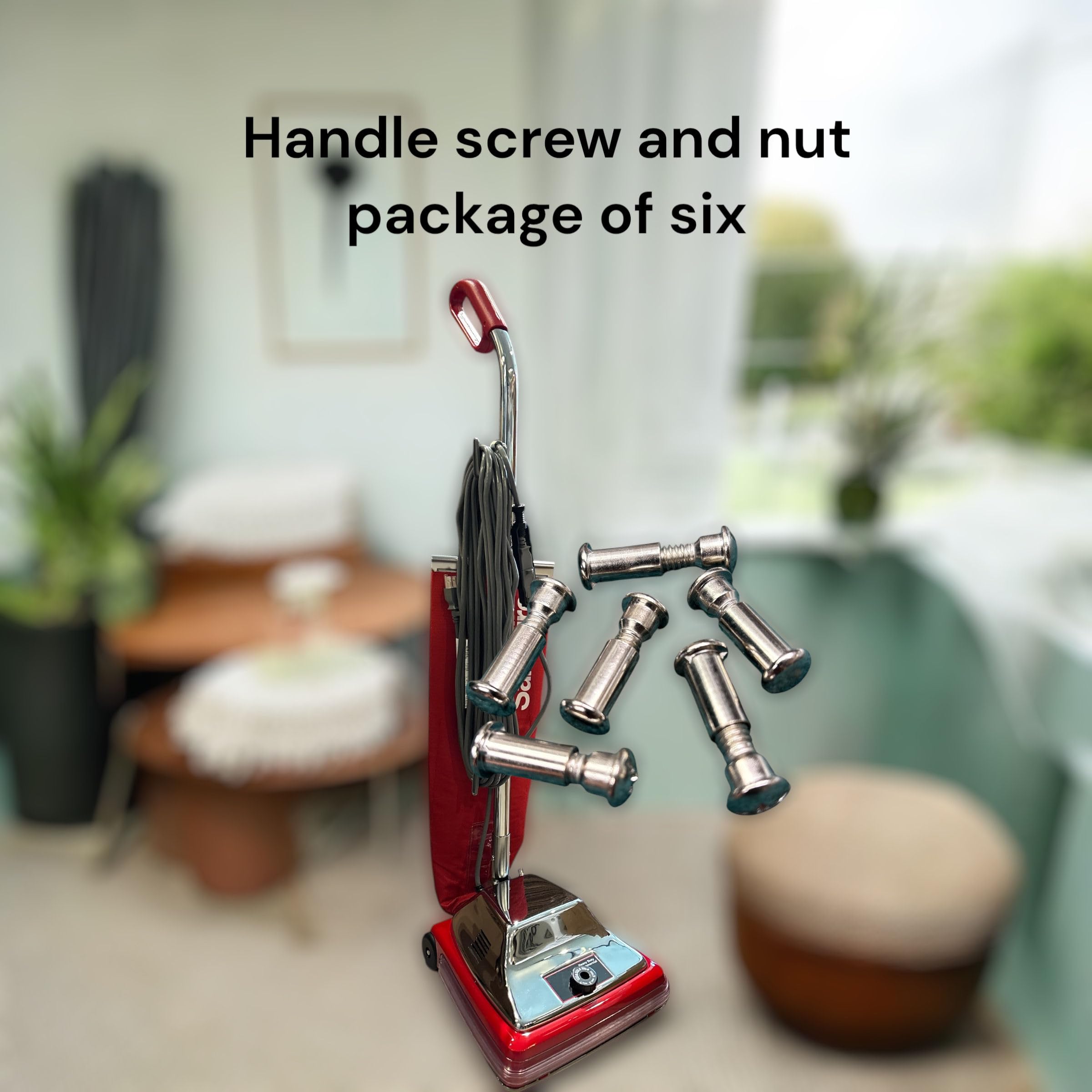 MP Maresh Products Nut and Bolt Replacement for Eureka and Sanitaire Upright Vacuum Cleaner Round Handle, Durable Threaded Fitting NPT - Vacuum Replacement Parts - Chrome-Plated Steel (6 Pack) 53198-1