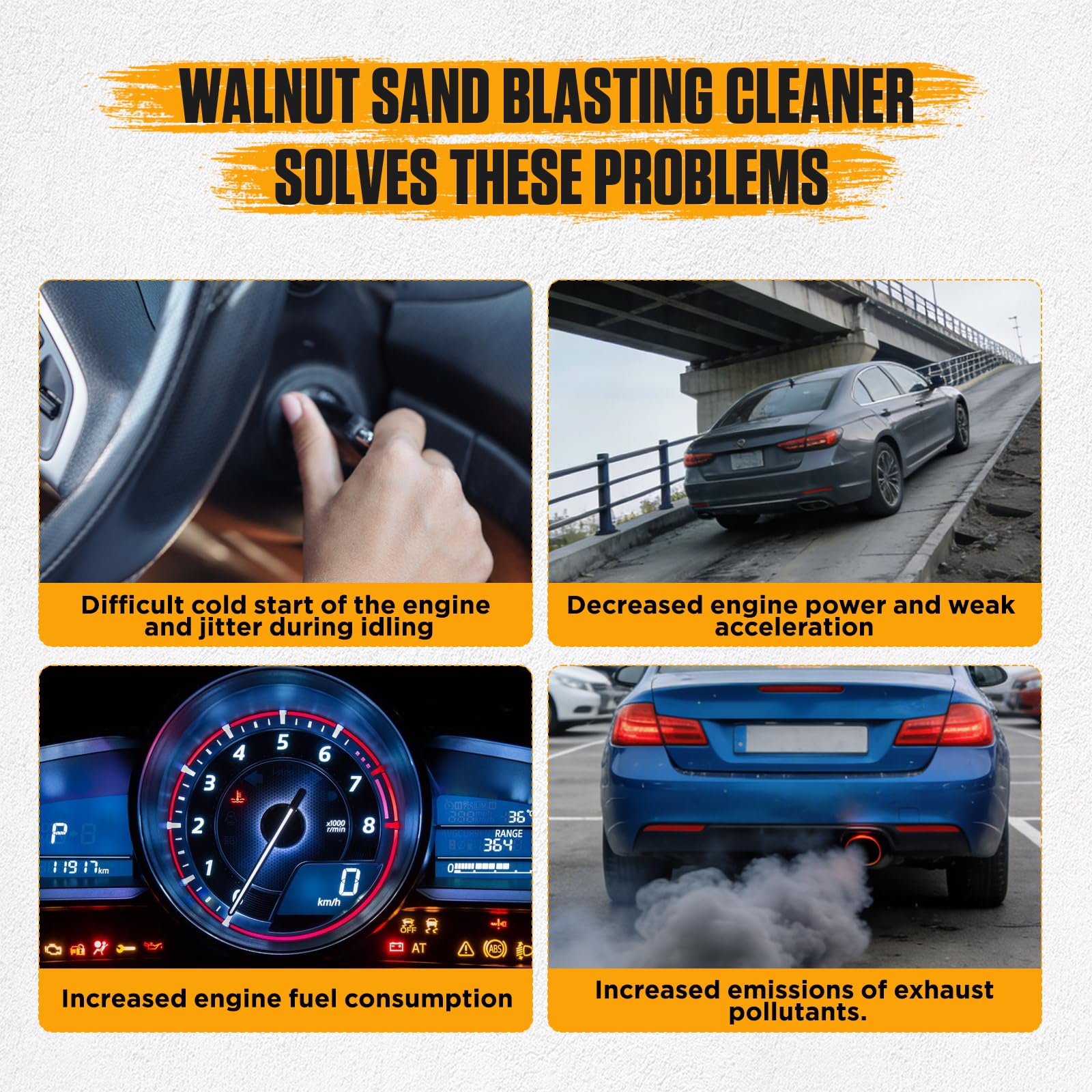 Máquina de Chorro de Arena de Nuez 220V, Limpiador Profesional de Válvulas de Admisión y Depósitos Carbonosos del Motor, con 2kg Abrasivo Incluido,23PCS Adaptadores de modelo,HTS558 Walnut Blaster