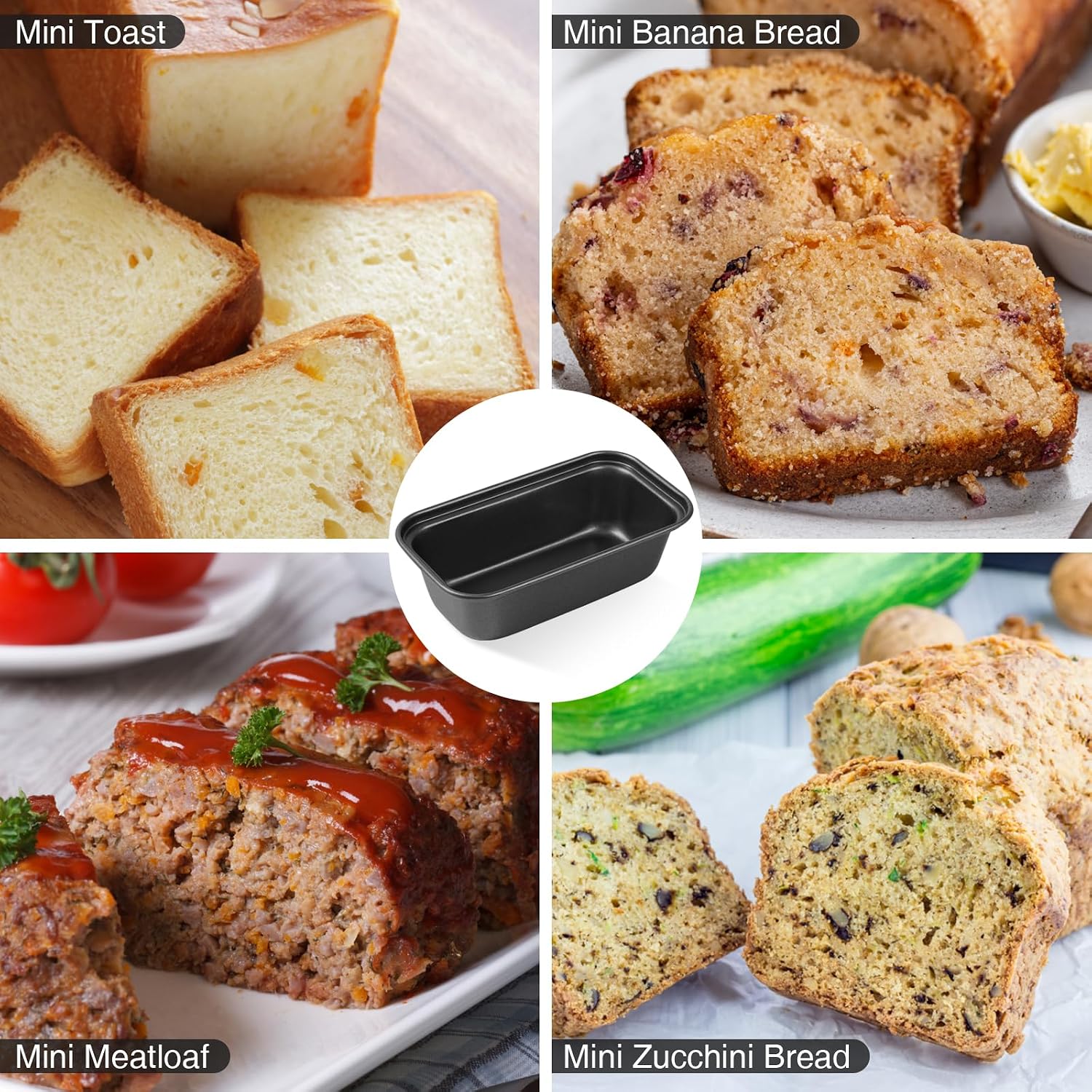 12PCS Mini Loaf Pans for Baking Bread, 6 X 3 X 2 in Nonstick Mini Bread Loaf Pans, Carbon Steel Small Bread Pans, Rectangle Small Banana Bread Tins for Baking Meatloaf, Brownies, Black
