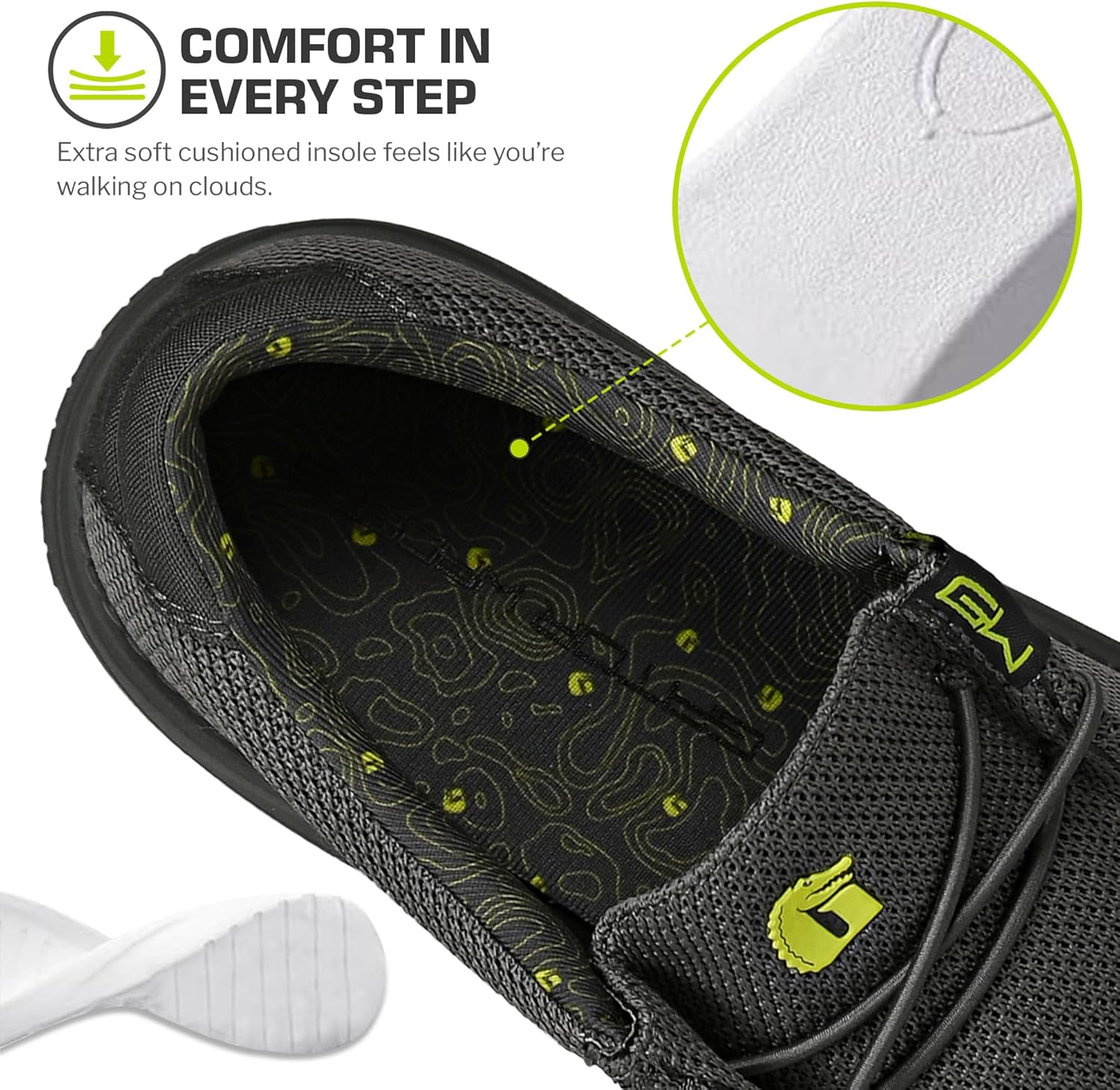 Gator Waders Mens Camp Shoes - Breathable Slip-On Loafers - Elastic Laces - Ultralight All Day Cushioning - Fitted Feel - Image 4