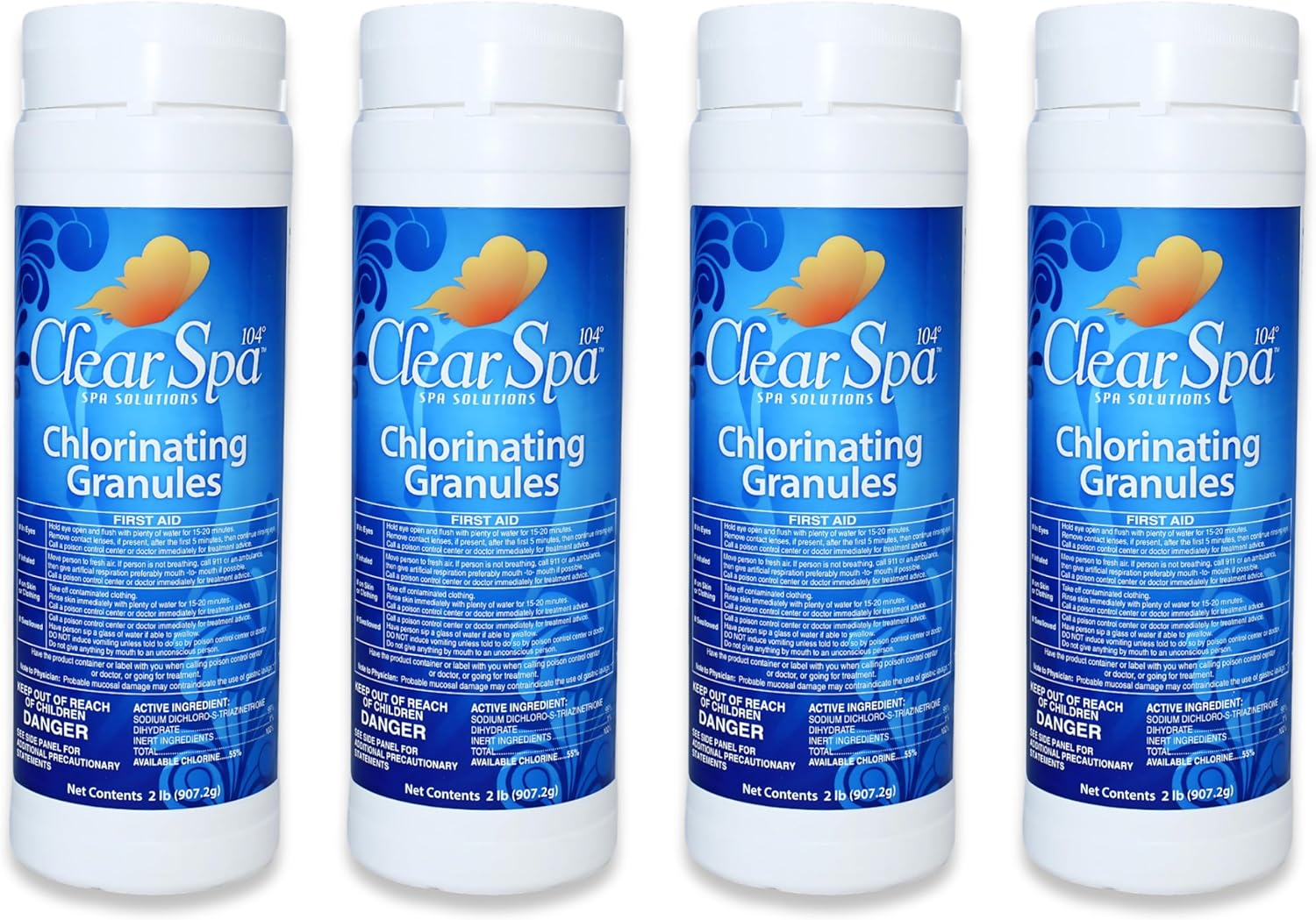 Clear Spa 104° Spa Chlorine Granules for Hot Tub - Hot Tub Chlorinating Granules - Granulated Chlorine for Hot Tub and Spa - Spa & Hot Tub Chemical Controls Bacteria and Algae - 2 Pounds (2)