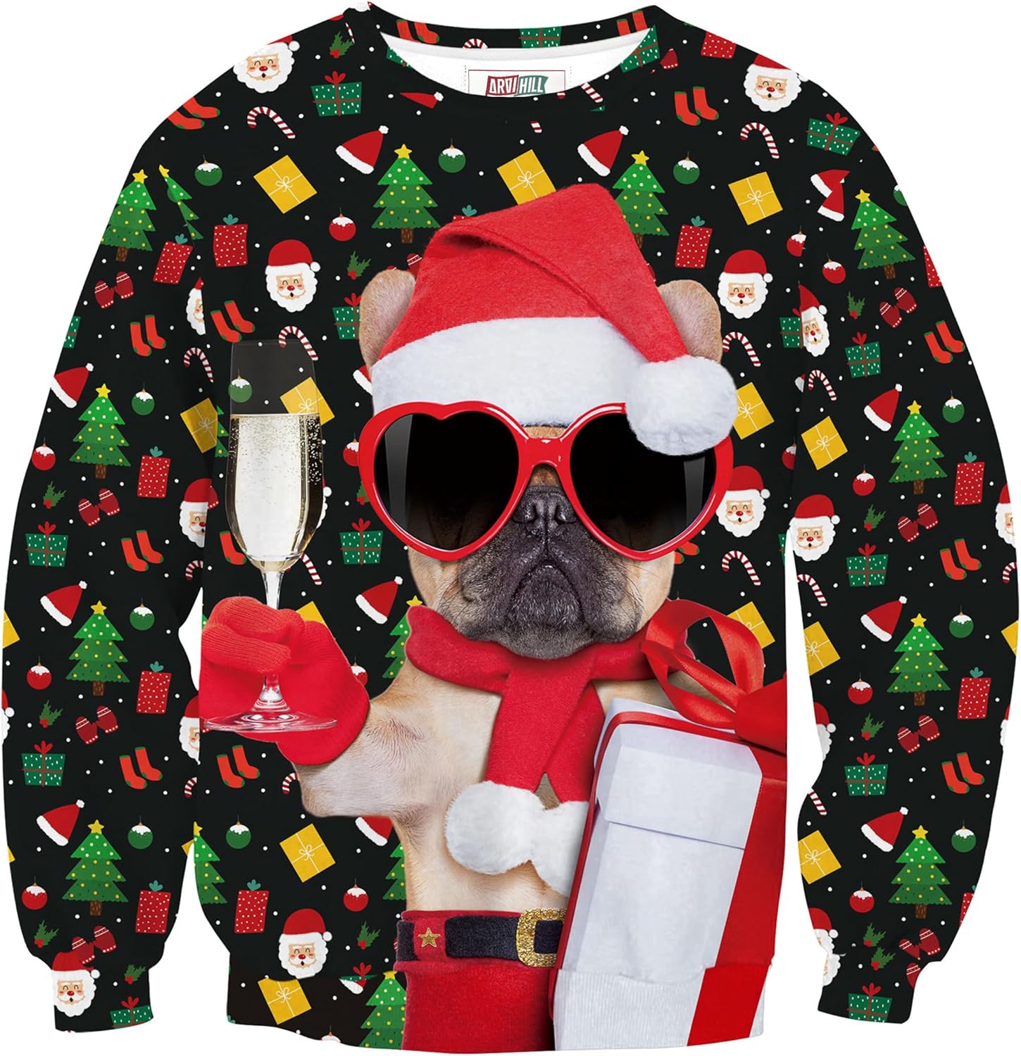 Arvilhill Unisex Funny Sweatshirt 3D Graphic Long Sleeve Christmas Animal Pullover (S-3XL)