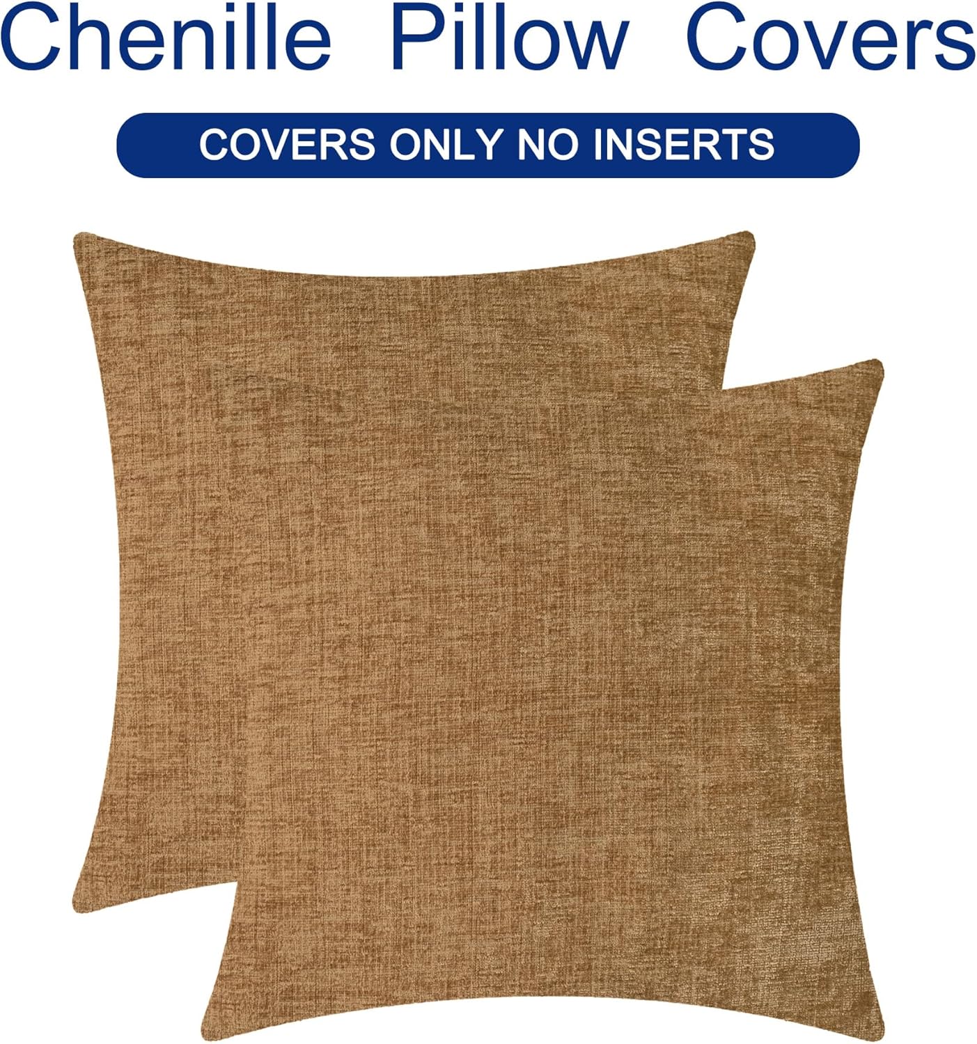 CaliTime Throw Pillow Covers Decorative 18 X 18 Inches Pack of 2 Cozy Chenille Cushion Case for Couch Sofa Bed Living Room Home Apricot Brown - Image 6