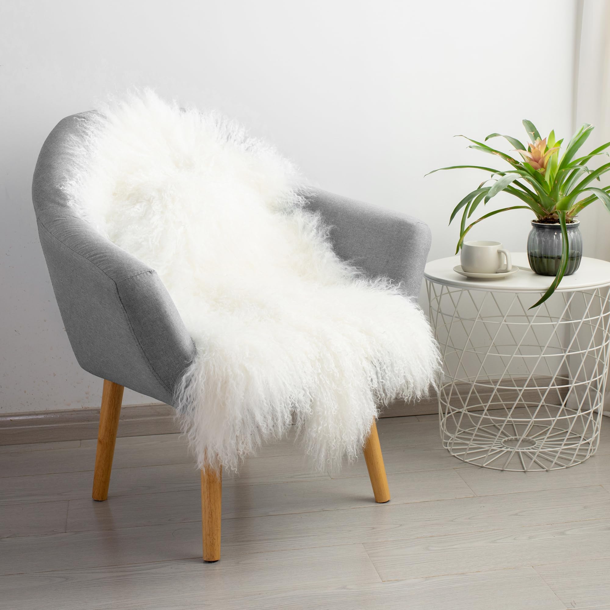 Tapis en peau de mouton véritable Blanc 0,6 x 0,9 m