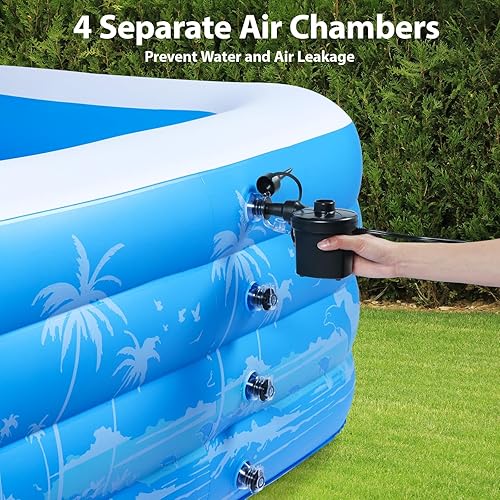 Vista 7 de Piscina inflable, piscinas de tamaño completo de 79 x 58 x 27 pulgadas con asientos, piscinas hinchables extra grandes y duraderas para exteriores