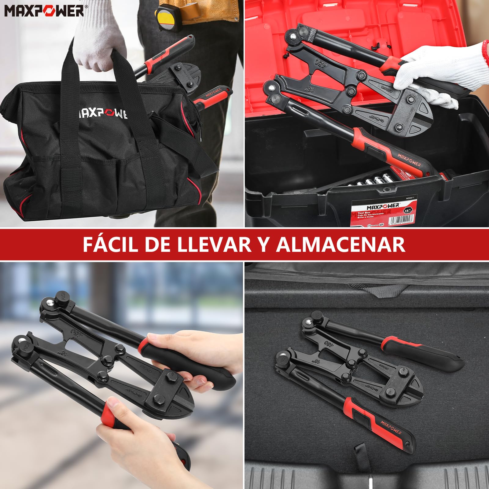MAXPOWER Cortador de Pernos 450mm/18" Capacidad Máxima de Apertura: 18mm Cortapernos Fuerte y Resistente