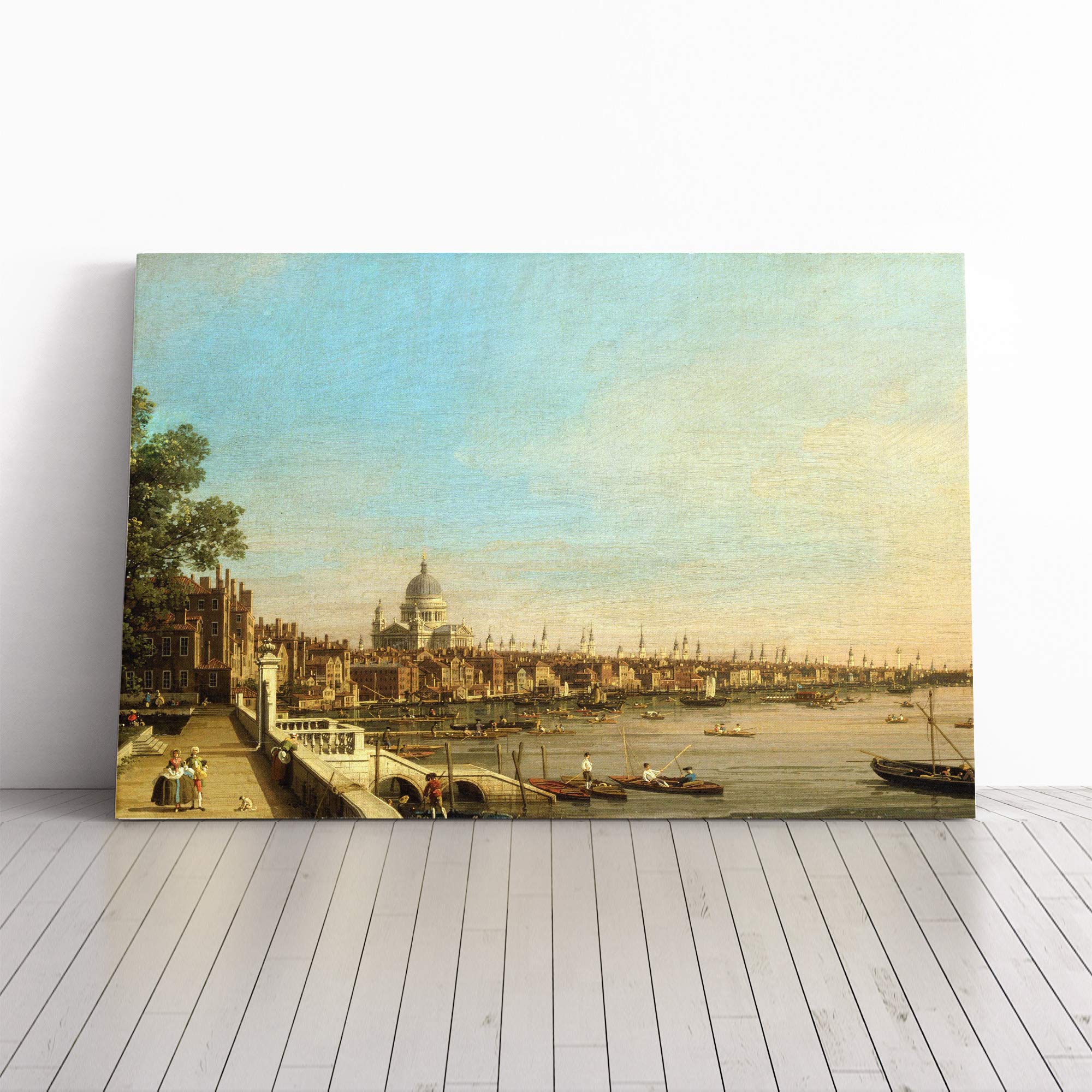 Giovanni Canaletto The Thames, Somerset House Canvas Print | Gallery Wrapped 30mm Frame Wall Art | 30x20 inches | Ready to Hang | Contemporary Picture | Living Room Bedroom Lounge Office