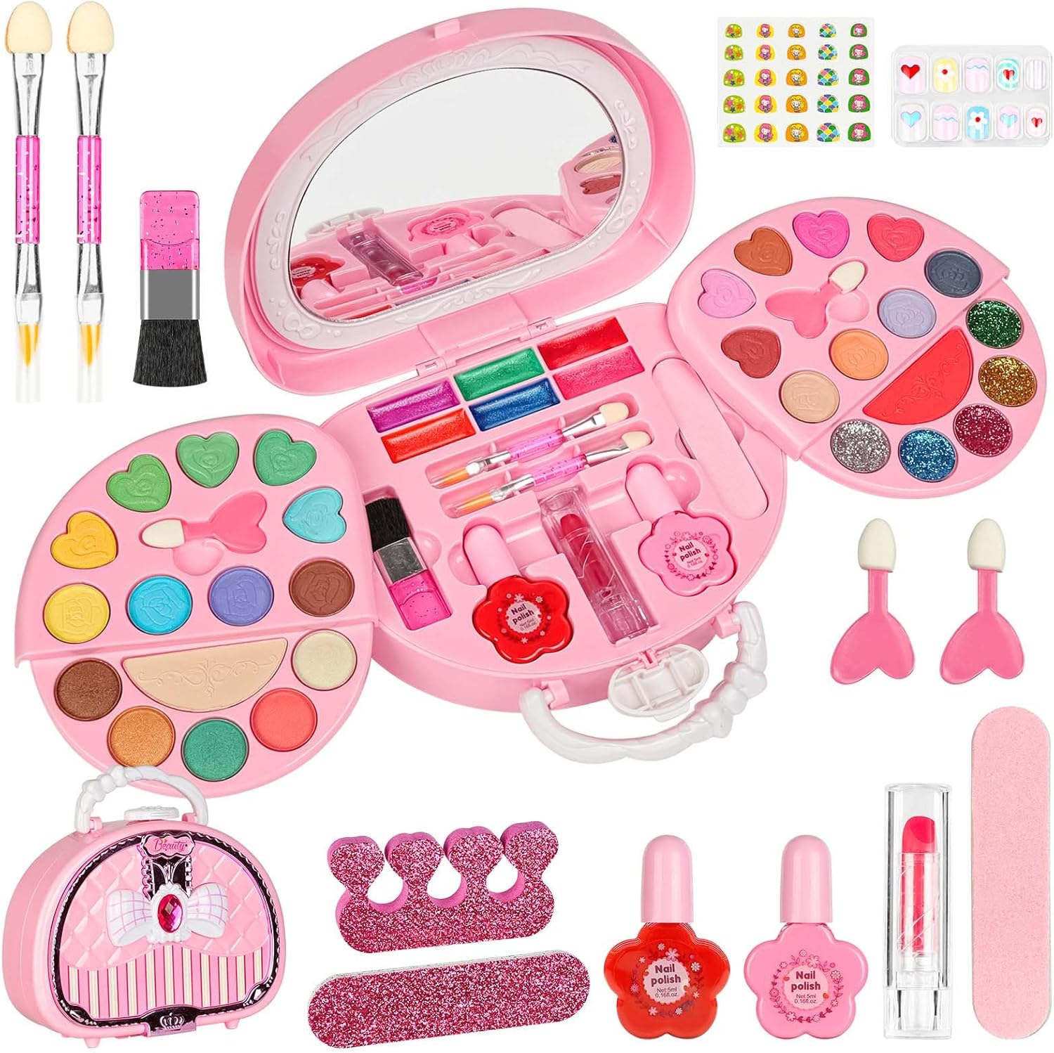 Kids Makeup Sets voor meisjesspeelgoed, 36 kleuren kindermake-upboxkit, wasbare kindermake-upkit, verjaardagscadeauset voor kleine meisjes voor de leeftijd van 4-12 jaar