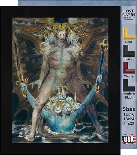 Miniatura 51 de Guillermo Blake Lost Cabin Nabucodonosor | Impresión en marco plano negro | Reproducción de pinturas de obras de arte finas | Póster decorativo