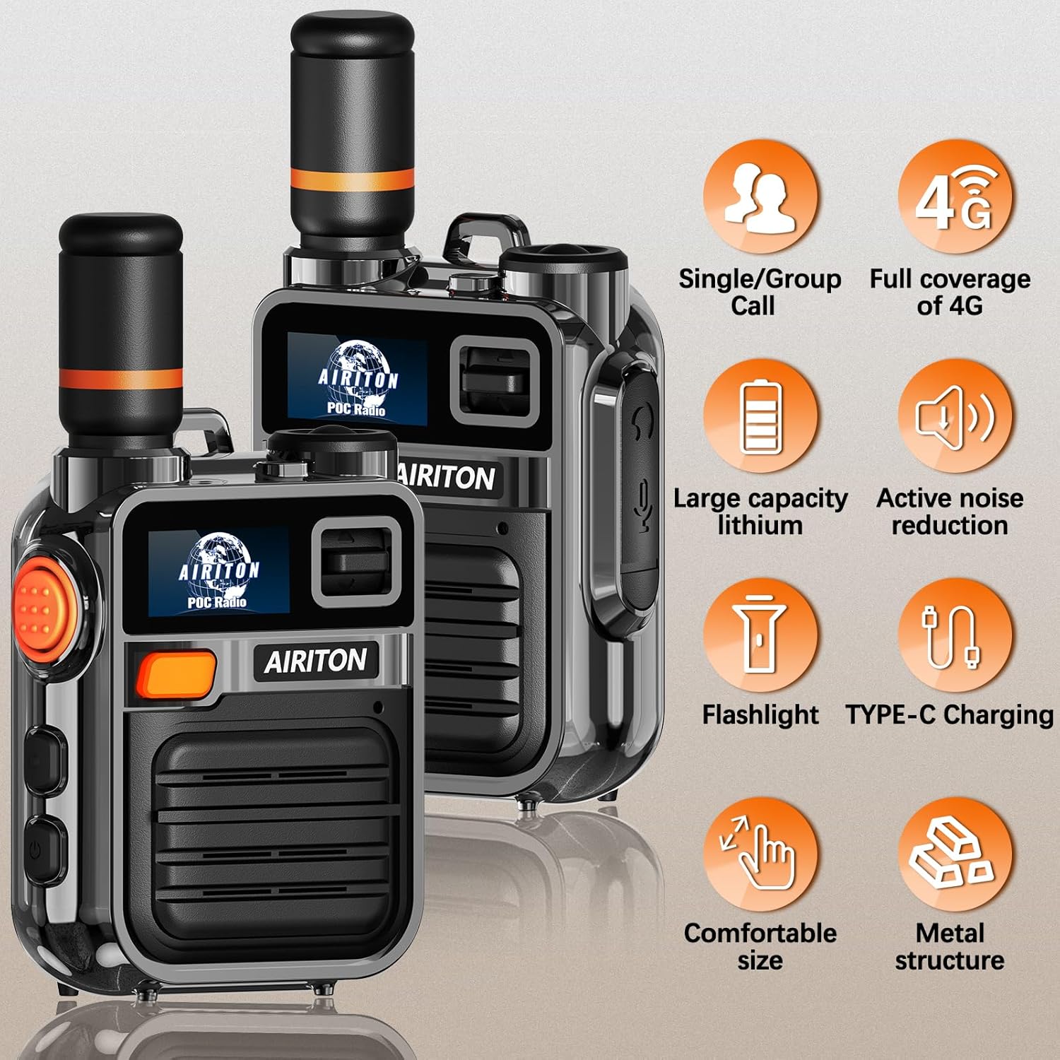 Walkie Talkies Fast Radio Unlimited Range Nationwide Long Distance 8000 Miles Handheld 4G LTE POC Two Way Radio Push to Talk Over Cellular Radio Long Range Walkie talkies (2 with SIM Card)