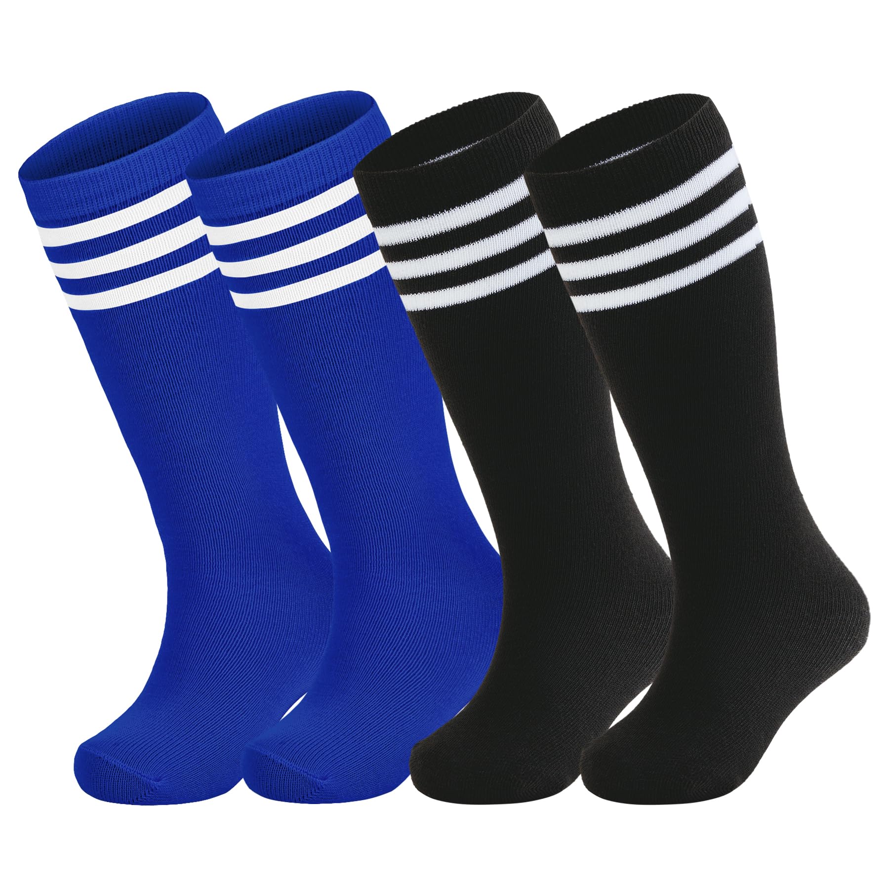 Zando 4 Pairs Kids Soccer Socks Baseball Softball Socks Youth Athletic Socks Boys Girls Knee High Socks