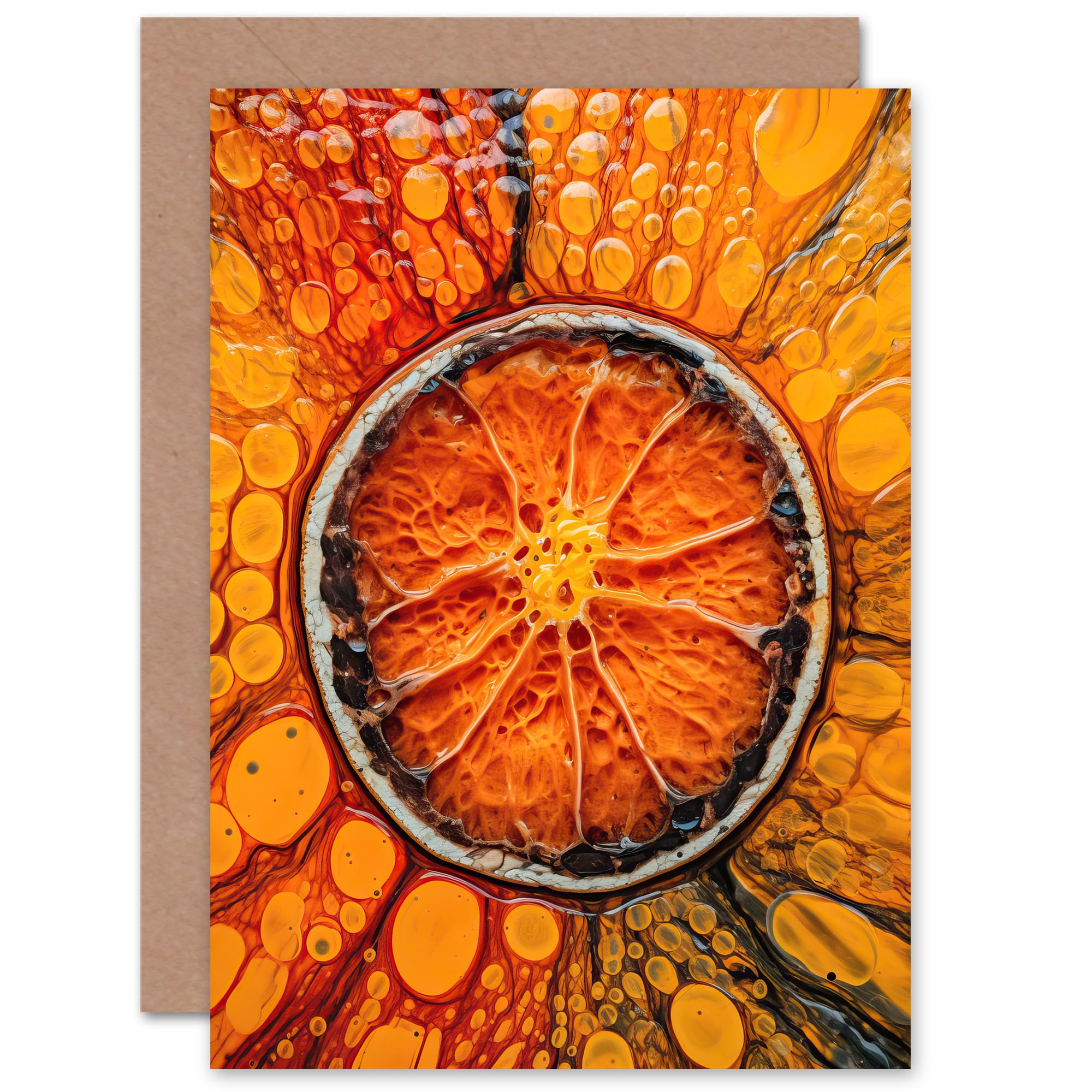 Artery8 Orange Slice in Orange for Him or Her Man Woman Birthday Thank You Congratulations Blank Art Greeting Card