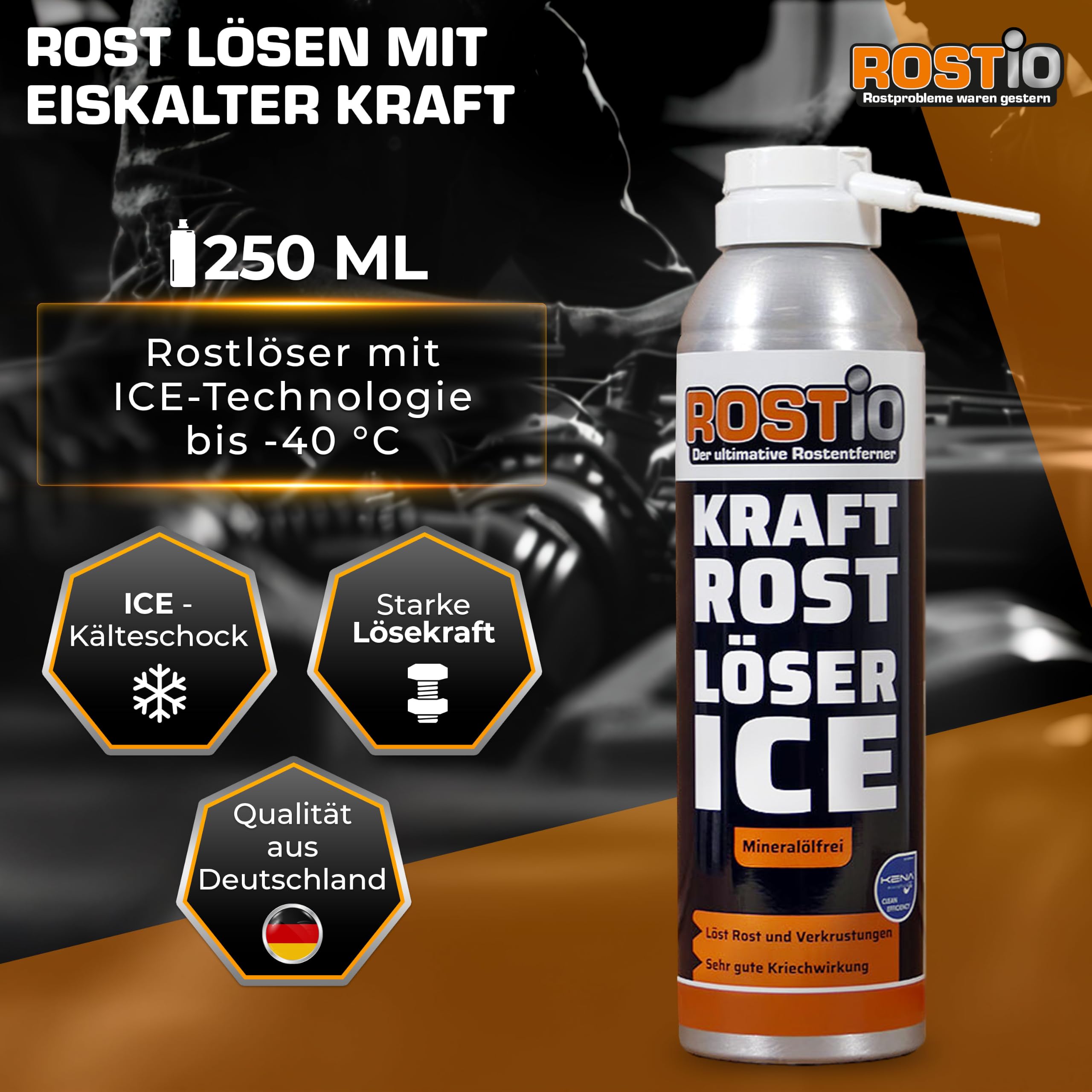 Rostio Kraft Rostlöser Spray Ice | Extrem Kraft Profi Rost-löser EIS für Schrauben | Muttern | Auto | Fahrrad (5 Stück)