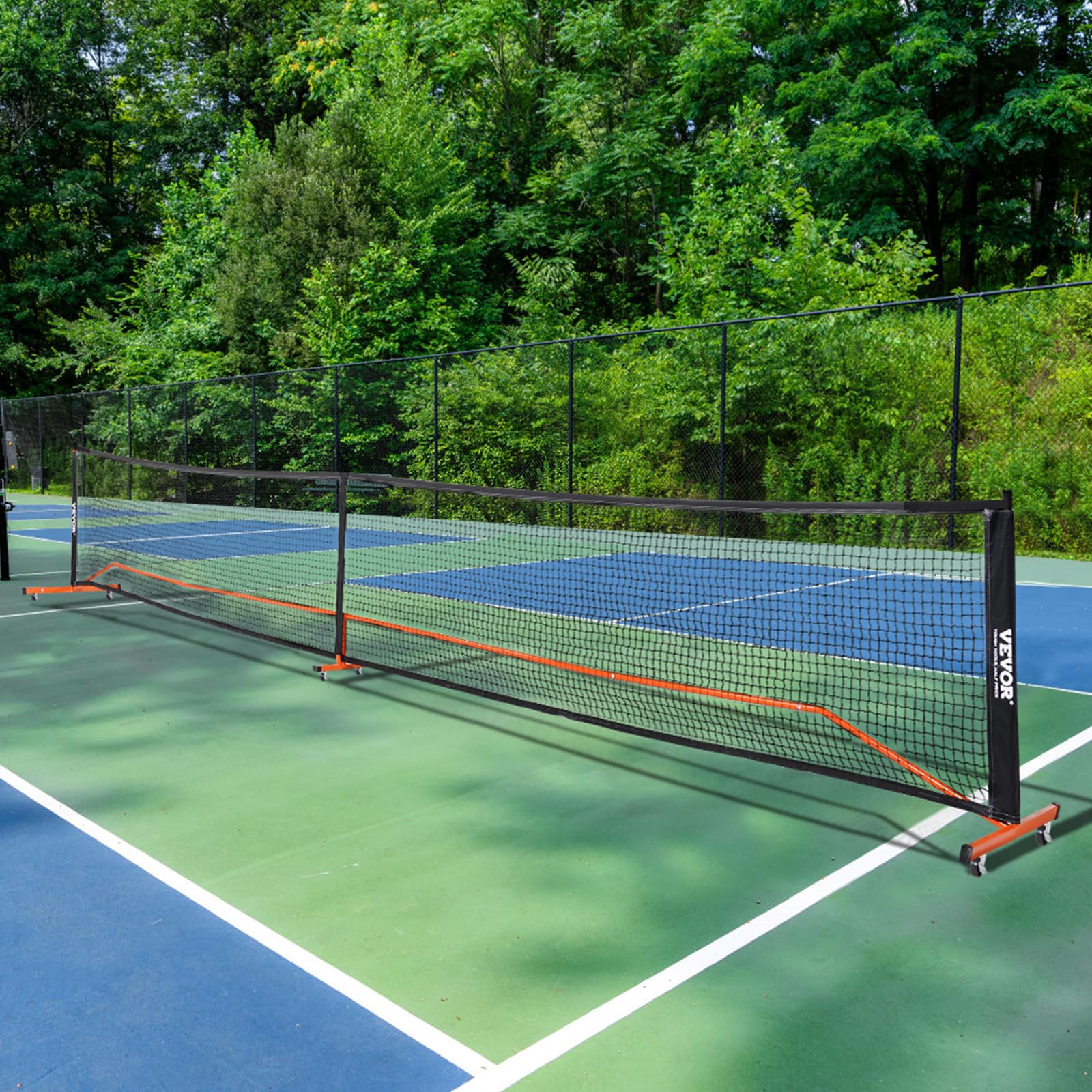 VEVOR Pickleball-Netz-Set, tragbares Pickleball-System in regulärer Größe mit Taschen, Bällen, Paddeln, Rädern und Spielfeldlinien, wetterbeständigem Metallrahmen und PE-Netz, für die Einfahrt im Hint