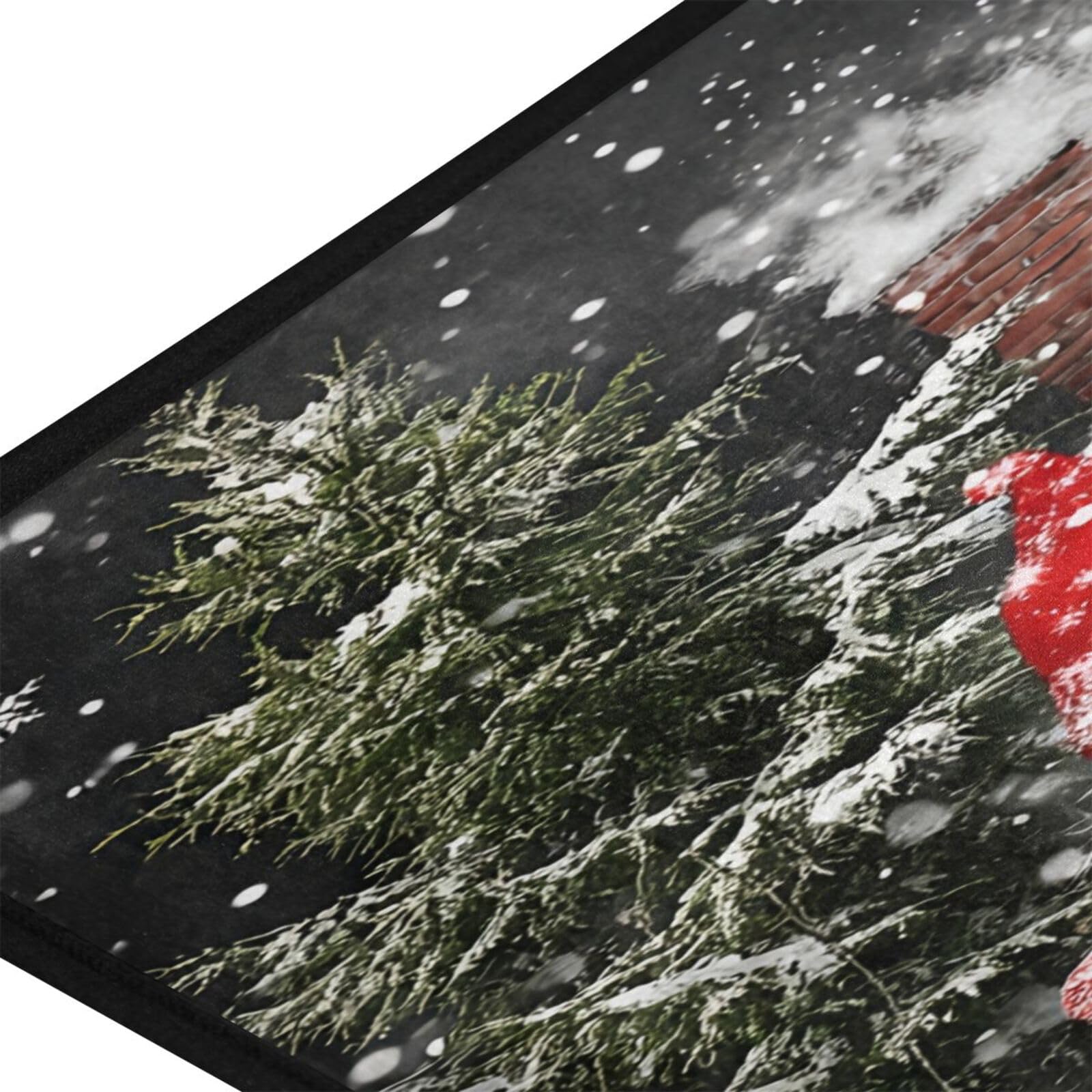 STAYTOP Christmas Kitchen Rugs, Winter Traditional Gnome Santa Claus Lantern Wood Pattern Area Rug Non Slip Floor Mat Doormat Anti Fatigue Comfort Standing Mat for Hallway Bedroom