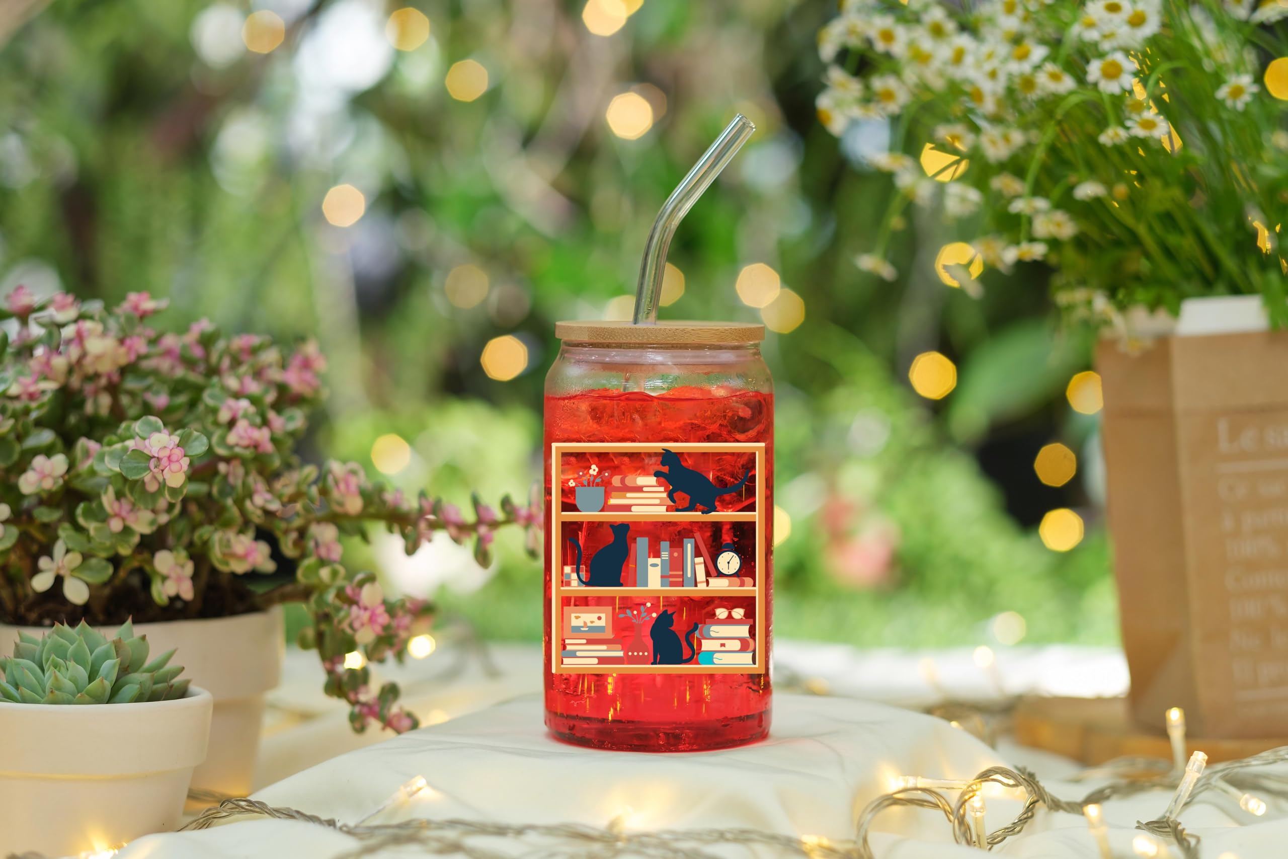 NewEleven Christmas Gifts For Book Lovers - Gift For Women - Book Themed Gifts for Readers, Librarians, Bookaholics - Birthday Present For Women, Her, Best Friend – 16 Oz Coffee Glass