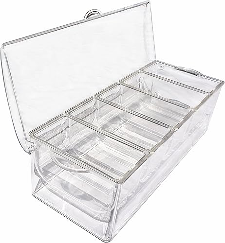 Miniatura 4 de Contenedor para refrigerar con hielo ingredientes con 5 compartimientos removibles, con capacidad de 2 tazas cada uno y tapas abatibles, Transparente