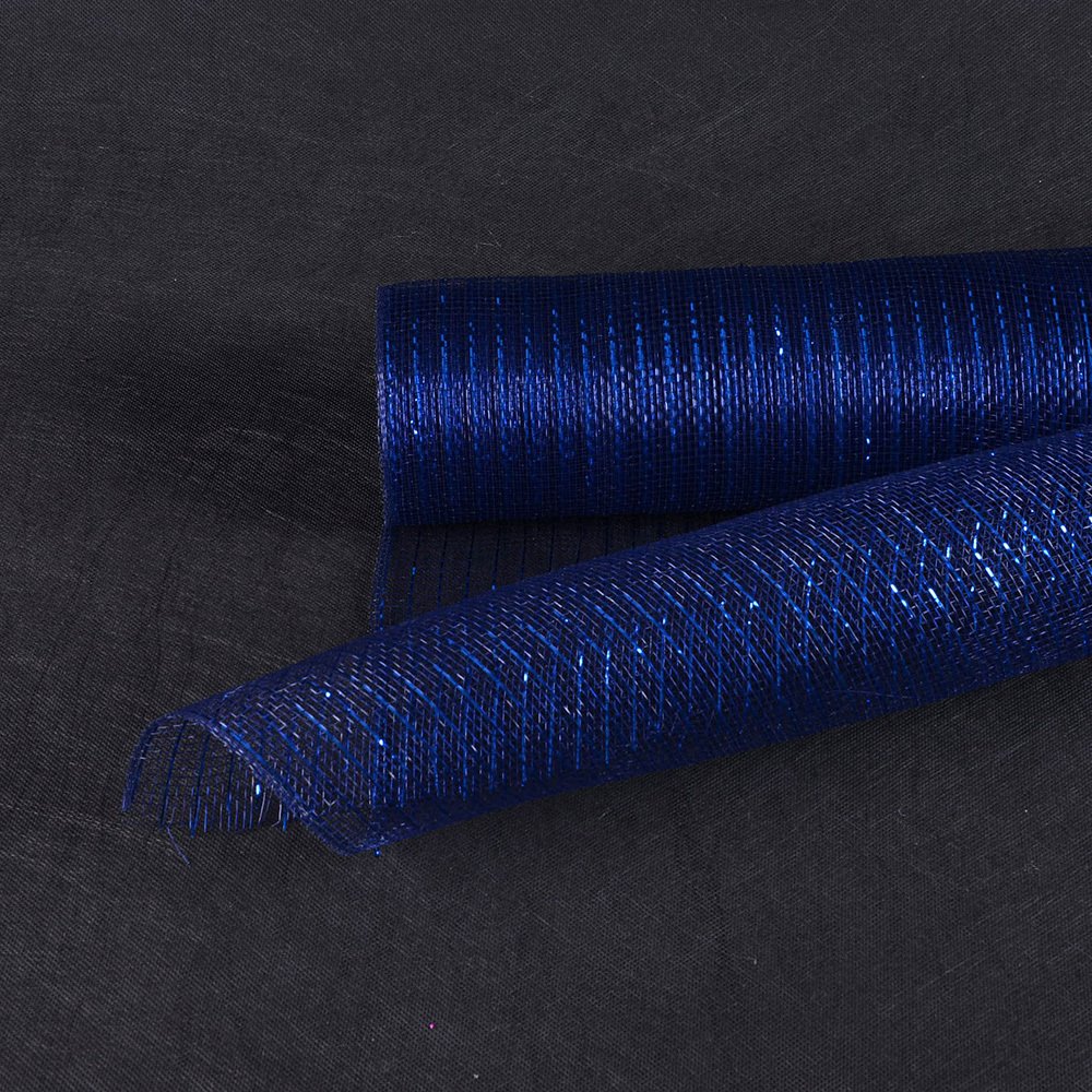 BBCrafts 21 Inch X 10 Yards Premium Deco Mesh Wrap Metallic Stripes for Gift Home Decor (Navy Blue)