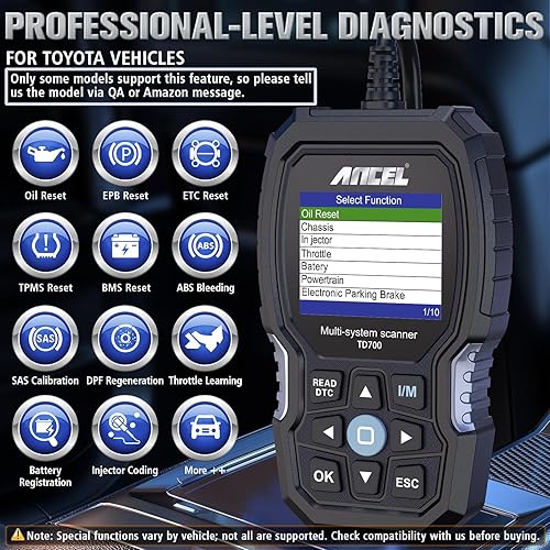 Miniatura 3 de Lector de código Toyota escáner Toyota OBD2 ANCEL TD700 JOBD Lexus Scion All System Transmisión Fluido Temperatura TPMS Relearn ABS Motor
