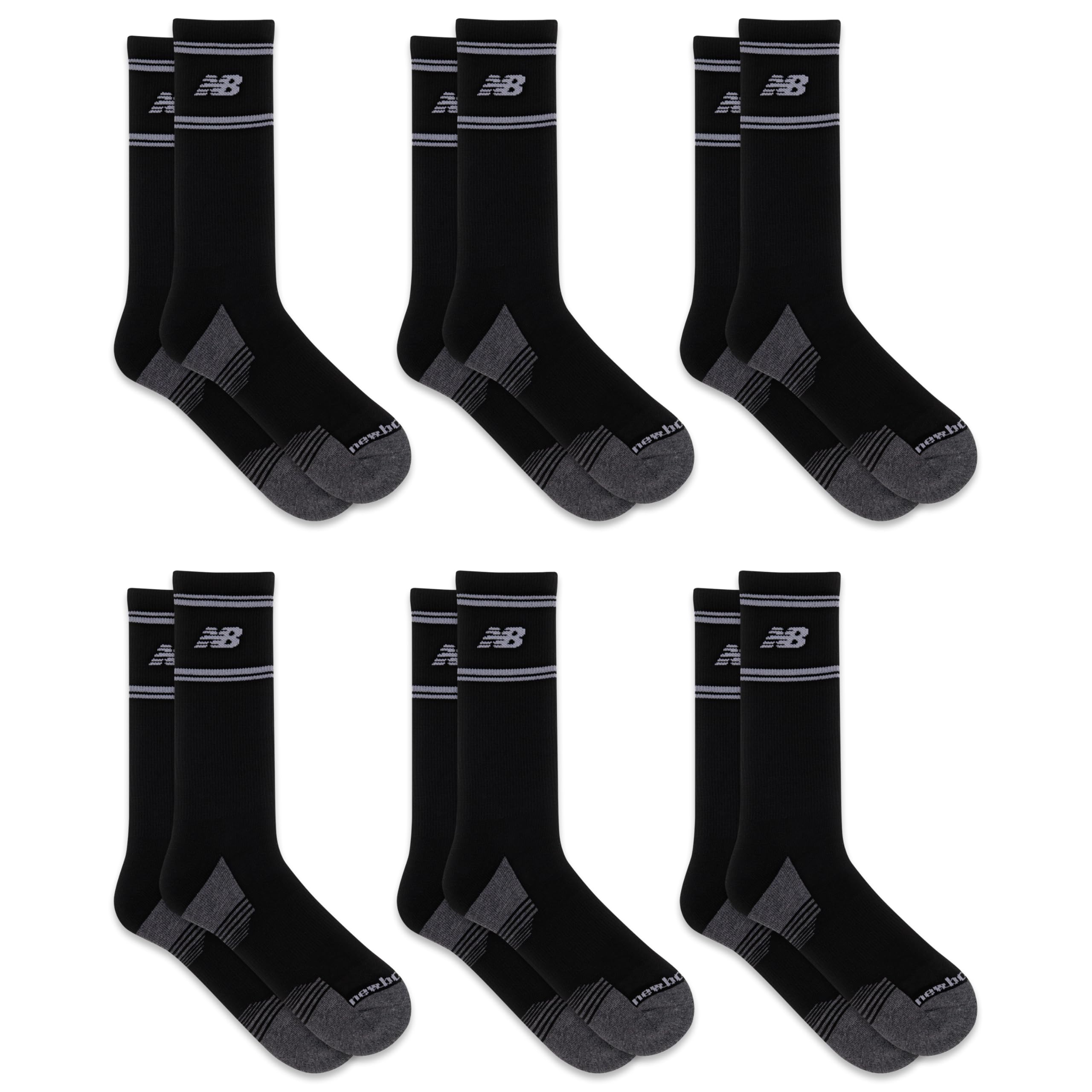 New Balance Performance Cushioned Crew Socks - 6 & 12 Pairs - Moisture Wicking Crew 6 Paia Unisex - Adulto