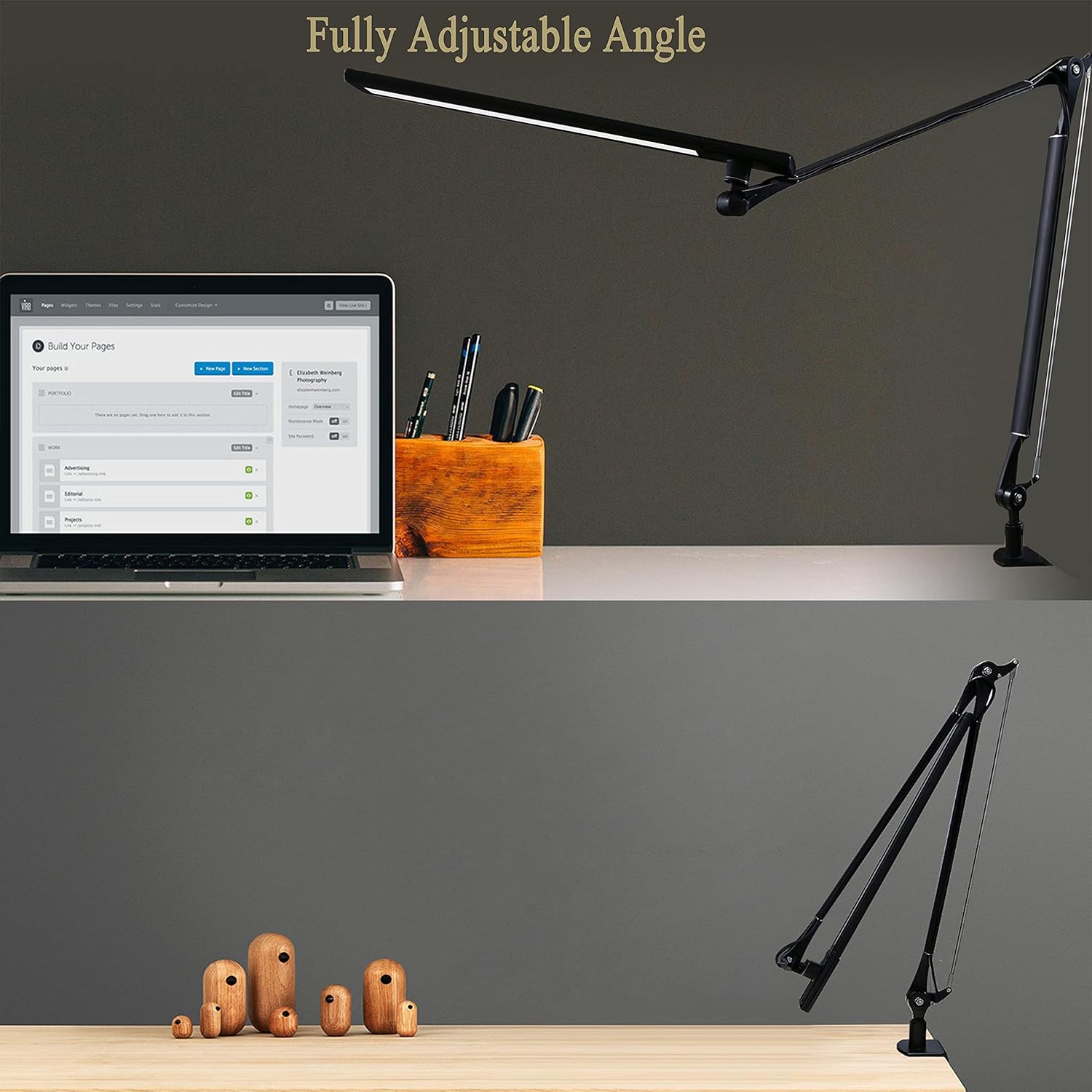 LED Desk Lamp, Architect Task Lamp, 12W Eye-Caring Metal Swing Arm Dimmable Drafting Table Lamp with Clamp,Touch Control Desk Lamp, Study Reading Work Office Workbench